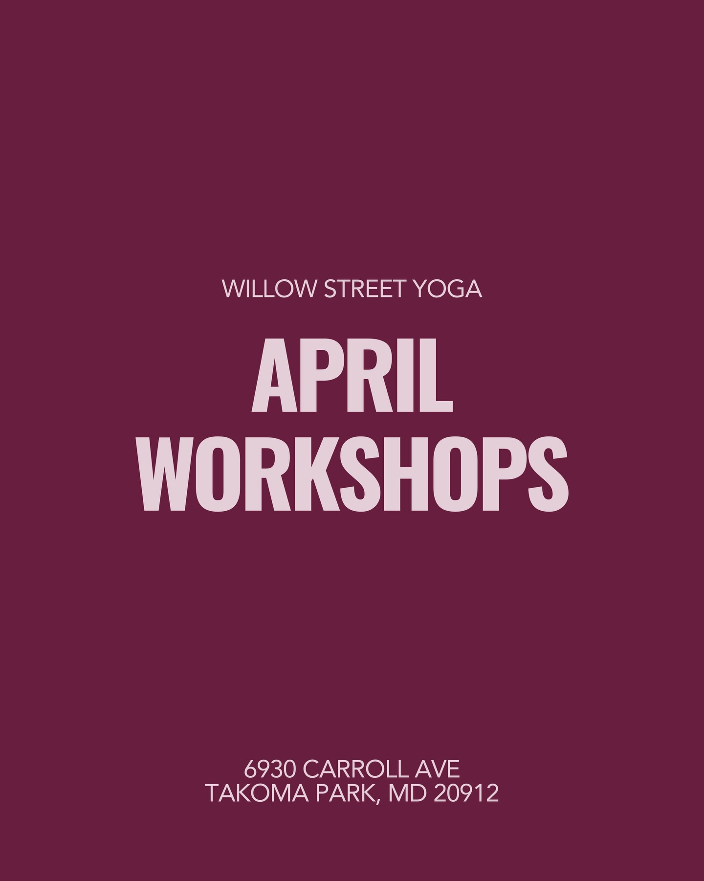 Our April lineup is here!!! Join us for fun fresh spring workshops including soundbaths, an Earth Day celebration, and a FREE 4-week online meditation series ⭐️