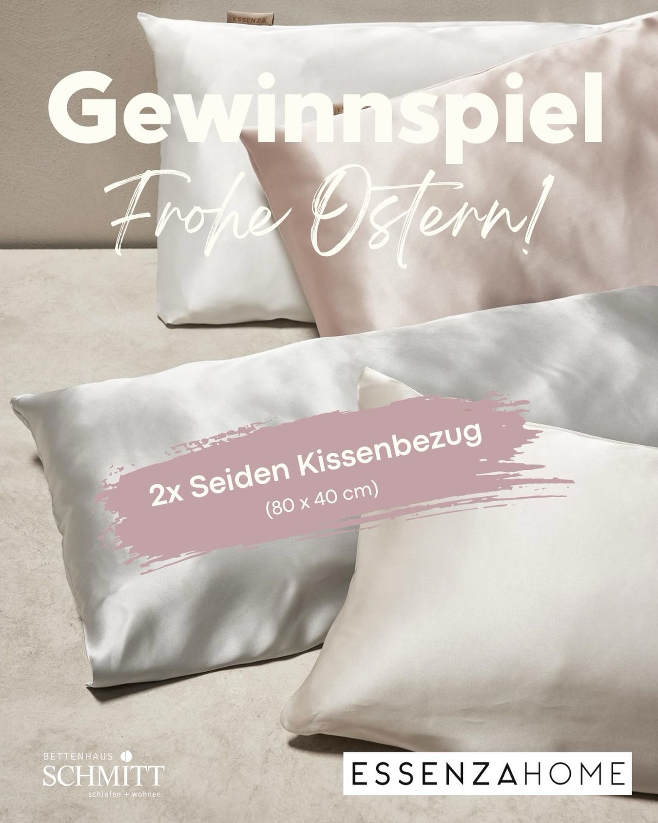 Auf die Eier, fertig, los… ! 🐣❤️
Gemeinsam mit @essenzahome verlosen wir 2 Alice Kissenbezüge (80x40cm) aus Seide in der Farbe deiner Wahl! 😍
So nimmst du teil:
1️⃣ Folge @bettenhaus_schmitt & @essenzahome
2️⃣ Like diesen Beitrag ❤️
3️⃣ Markiere eine jemanden, dem du süße Träume Schlaf wünschst. 😴✨
📅 Teilnahmeschluss: Ostermontag, 06. April 2026, 23:59 Uhr
🎲 Auslosung: Der/die Gewinner:in wird per Zufallsgenerator ermittelt und innerhalb von 3 Tagen per DM benachrichtigt. Meldet sich der/die Gewinner:in nicht innerhalb von 48 Stunden, wird neu ausgelost.
ℹ️ Teilnahmebedingungen:
- Teilnahme ab 18 Jahren
- Wohnsitz in Deutschland erforderlich 🇩🇪
- Keine Barauszahlung des Gewinns
- Der Rechtsweg ist ausgeschlossen
Das Gewinnspiel steht in keiner Verbindung zu Instagram/Meta und wird in keiner Weise von Instagram/Meta gesponsert, unterstützt oder organisiert.
👉 Die vollständigen Teilnahmebedingungen findest du über den Link in unserer Bio.
Mach mit und sichere dir dein Oster-Highlight! 🐰✨
#giveaway #gewinnspiel #ostergewinnspiel #kissenbezug #seidenkissen