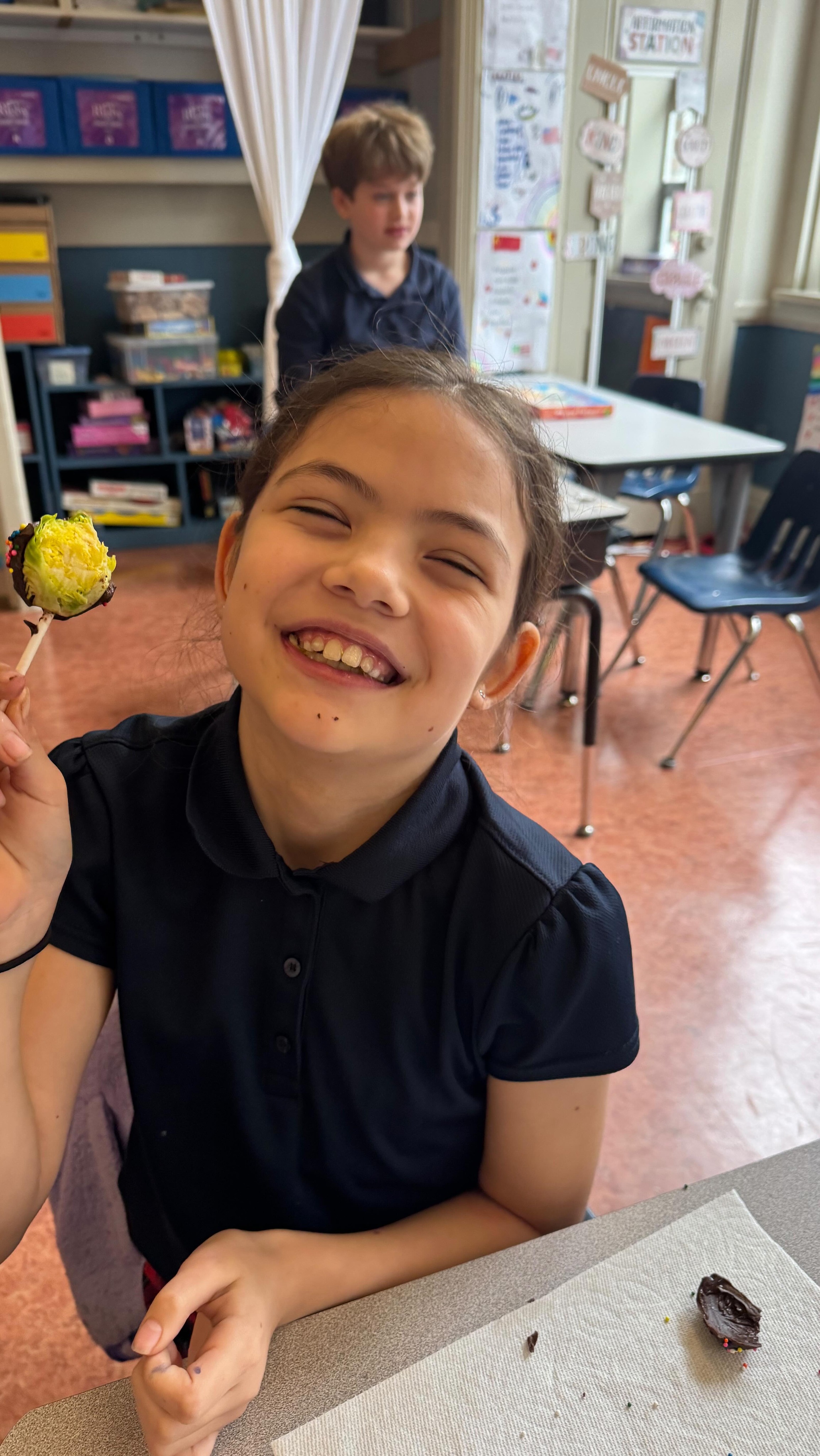 Brussels sprouts lollipops? Happy April Fools! Credits to the moms who brought these treats for the kids.
