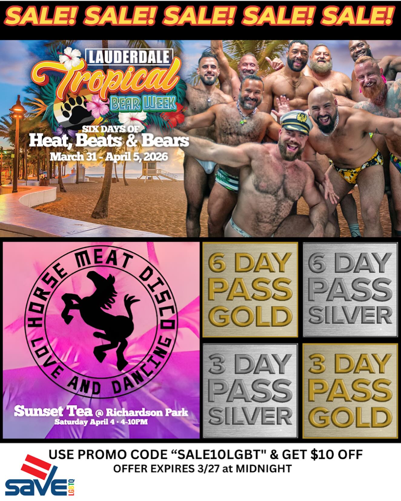 @savelgbt is a proud beneficiary of @lauderdaletropicalbearweek - to purchase tickets with $10 off with $10 going to SAVE LGBT use promo code SALE10LGBT until 3/27 midnight