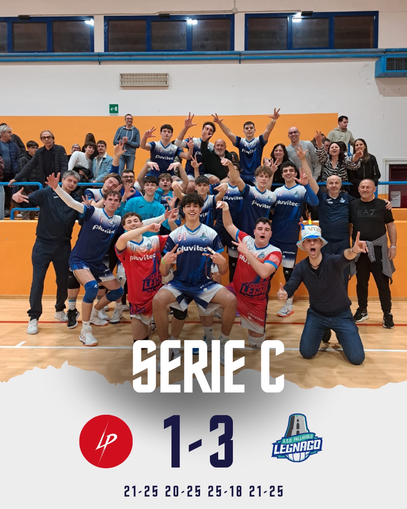 Serie C Piave – Pluvitec volley Legnago 1-3
Grande vittoria in trasferta per i nostri ragazzi che si impongono 1-3 al termine di una gara solida e ben gestita. Dopo un ottimo avvio con i primi due set conquistati con autorità, la squadra subisce il ritorno degli avversari nel terzo, ma reagisce nel quarto chiudendo con determinazione il match.
Tre punti pesanti conquistati su un campo difficile 💪
#asdpallavololegnago