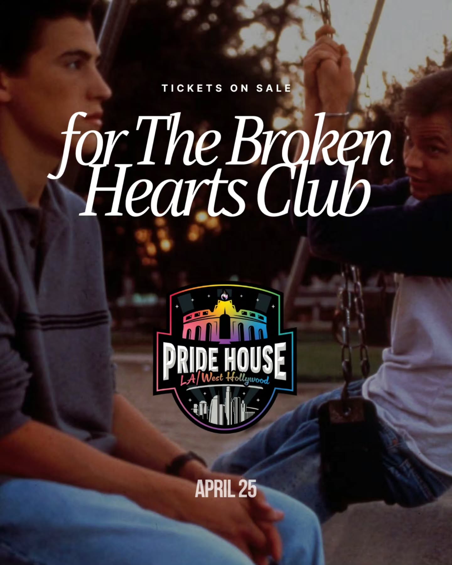 Some of you watched this in secret.
Now it’s back the way it was meant to be seen ... together 🫶
Movies just hit differently when it’s with your people 🌈
Benefiting Pride House LA/WeHo
THE BROKEN HEARTS CLUB · April 25
pridehouselaweho.org/events 🏳️🌈💔