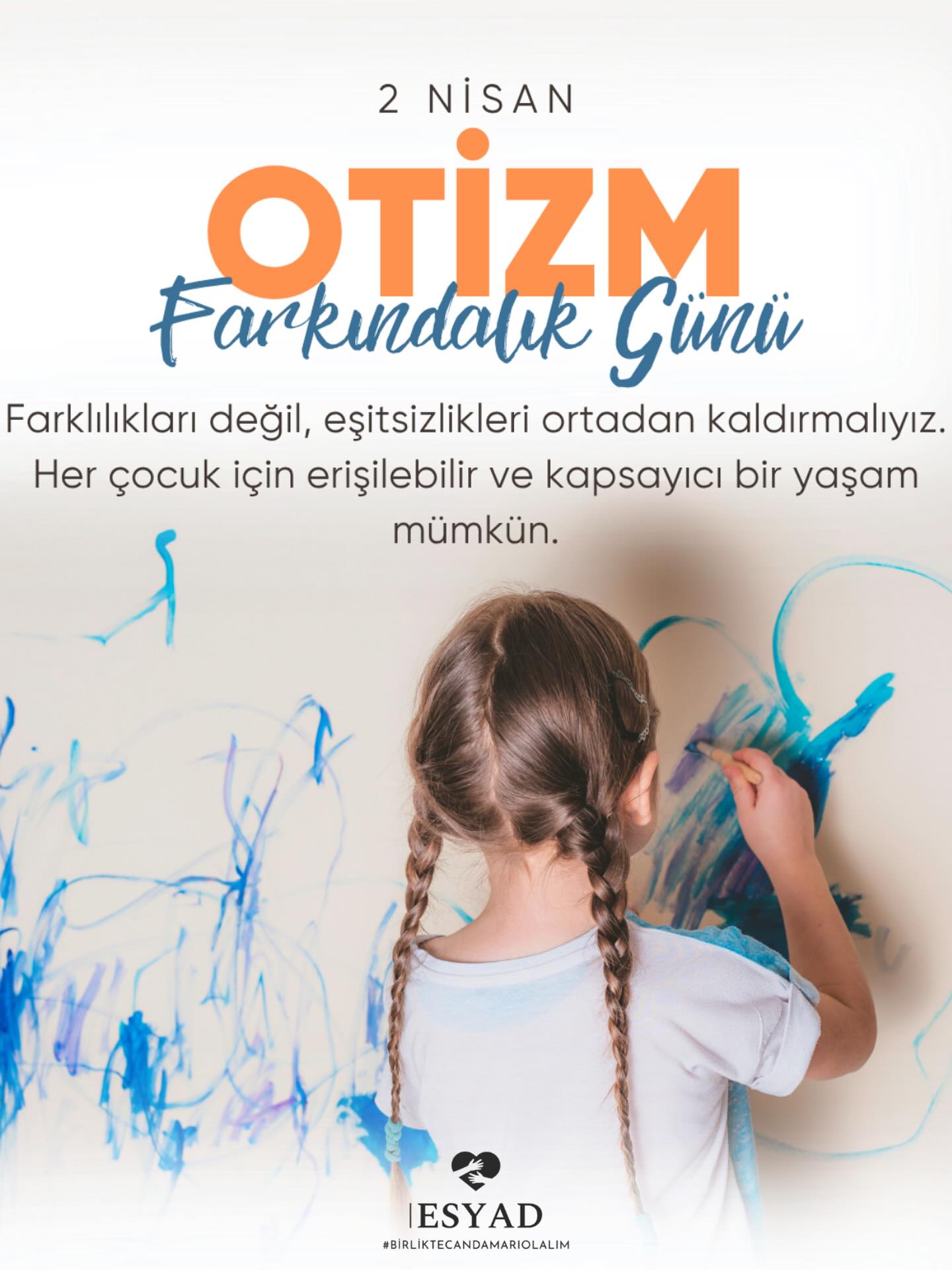 🧩 2 Nisan Otizm Farkındalık Günü
Otizmli çocuklar ve aileleri için mesele yalnızca “farklılık” değildir.
Günlük yaşamda karşılaşılan erişim sorunları, destek eksiklikleri ve toplumsal engeller, hayatı zorlaştırmaktadır.
Her çocuğun;
eğitime, sağlığa ve sosyal yaşama eşit ve erişilebilir şekilde katılma hakkı vardır.
Bu nedenle bugün;
yalnızca farkındalık değil,
kapsayıcılık ve eşitlik için sorumluluk alma günüdür.
💙 ESYAD olarak, tüm çocukların haklarına eşit şekilde erişebildiği bir yaşam için çalışıyoruz.
#OtizmFarkındalıkGünü #Otizm #ÇocukHakları #Erişilebilirlik #Kapsayıcılık