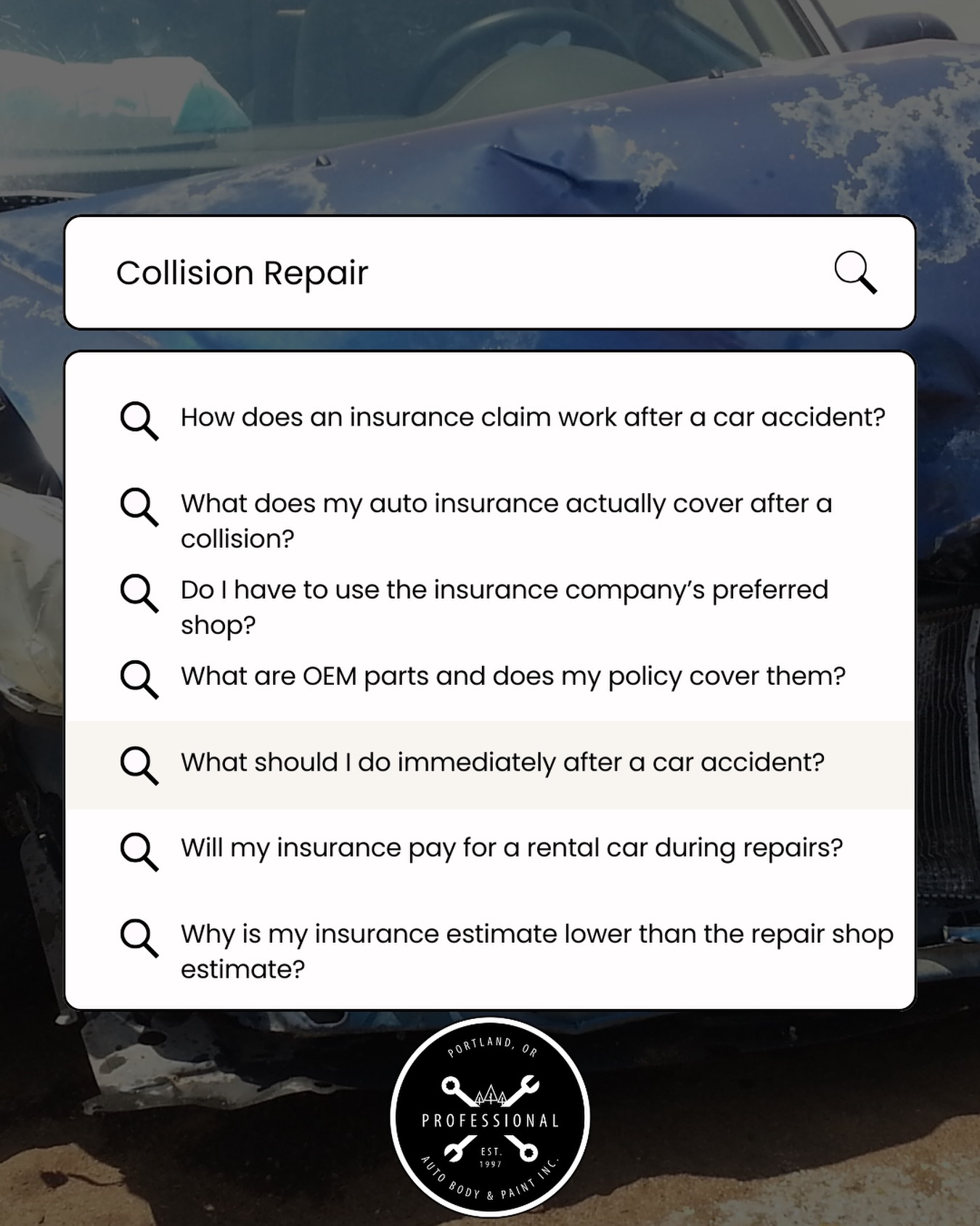 Portland, we’ve got your back ☀️
At Professional Auto Body & Paint, we’re not a franchise, not a corporate chain, and not a “big box” shop. We’re a woman-owned, family-run, independent local business, proudly serving the City of Portland since 1997—that’s nearly 30 years of experience you can trust 🙌
When you’ve been in an accident, things get stressful fast. Insurance claims, estimates, repairs—it’s a lot. That’s why we don’t just repair vehicles… we advocate for YOU ☝️
✔ We work for YOU, not the insurance company
✔ We follow OEM repair procedures—no shortcuts
✔ We help you understand your rights as a policyholder
✔ We stand up against insurance steering
✔ We prioritize safety, integrity, and quality workmanship
You pay for your insurance—you deserve the best repair and service, not what’s easiest for them 🛑
If you’re searching “best body shop near me” after an accident, know this:
👉 You have the right to choose your repair shop
👉 You deserve a team that puts your best interest first
We’re here to answer your questions, guide you through the process, and get you back on the road safely🚦
📞 Call us anytime—we’re here to help.
🌲Professional Auto Body & Paint
Local. Independent. On your side. Since 1997.
#autobodyrepair
#autobodyshop
#help
#nearme
#supportlocal