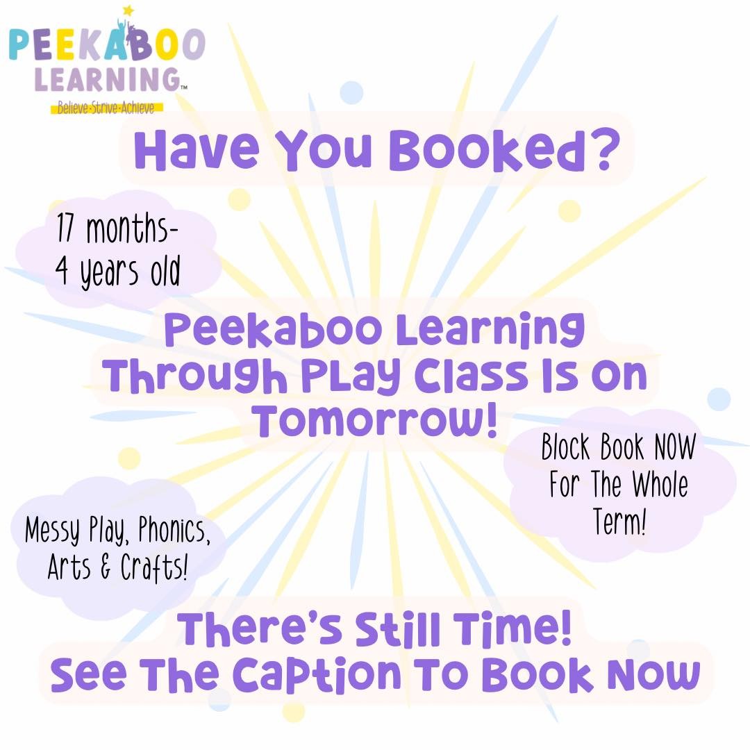 📣 Have You Booked?
🥳 There’s still time to book for tomorrows class (Friday 9th September)
🎨 Where you and your little one can explore phonics together through play, including arts & crafts, messy play, small world and SO much more!
🔝 Book your space for tomorrow AND Monday (12th September) through the link in my bio.
📅 Every Monday & Friday (term time)
📍 Victory Hall, Chigwell
⏰ 10-10:45
🧸 17 months-4 years old
🤩 P.S. You can now also BLOCK BOOK to secure your space for every class this term!
💫 Please note, pre-booking is essential before attending any Peekaboo Learning classes.
.
.
.
#2yearolds #3yearolds #4yearolds #chigwellmums #hainaultmums #woodfordmums #redbridgemums #woodfordgreenmums #buckhursthillmums #loughtonmums #eppingmums #finemotorskills #eyfslearning #thingstodowithkids #thingstodoinchigwellforkids #learningphonics #phonicslearning #primaryteaching #primaryeducation #letthemplay #makelearningfun #learningthroughplay #learnthroughplay #childdevelopment