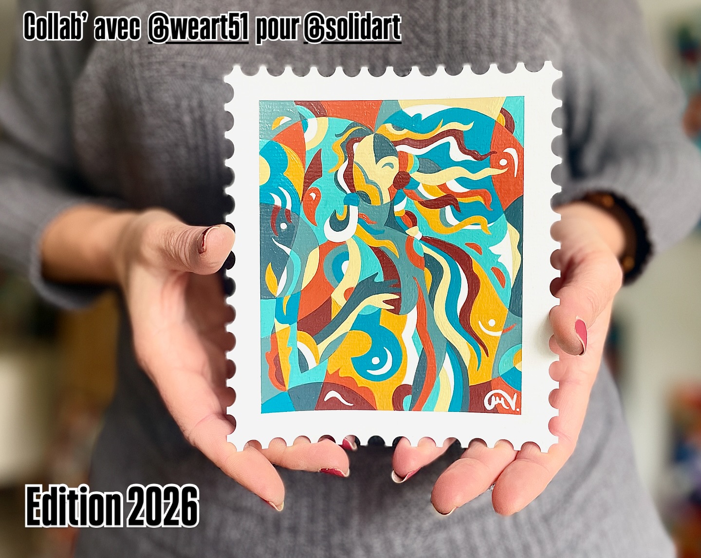 🎨 Ma petite contribution pour @_solid_art ❤️
1 œuvre vendue = 1 enfant qui part en vacances
💌 Mon maxi timbre et ceux de nombreux artistes sont sur le stand de @weart51 pour @_solid_art au @lecarreaudutemple de Paris jusqu’au 5 avril.
Merci à Olivier @weart51 pour cette belle initiative. 🥰
#weart51 #solidart2026 #expoparis #maguyvaz #50nuancesdemarguerite