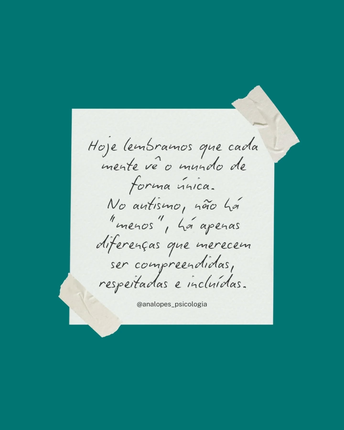 Hoje lembramos que cada mente vê o mundo de forma única. 🧩
No autismo, não há “menos”, há apenas diferenças que merecem ser compreendidas, respeitadas e incluídas. 💙
#DiaMundialDoAutismo #Neurodiversidade #Inclusão #Respeito