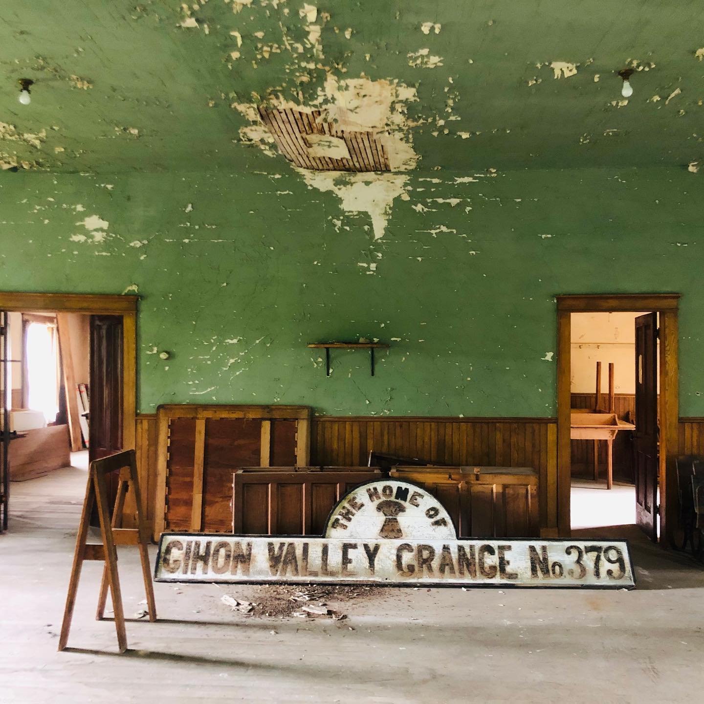 Just another day at the office. The former Gihon Valley Grange no. 379. A new community center will hopefully be a catalyst for change in North Hyde Park. #historicpreservation #hydepark #gihonvalley #grange #granger #halllife #fallingplaster #history #architecture #architecturephotography #vermont #vermontlife #thisisamerica #thisisvt