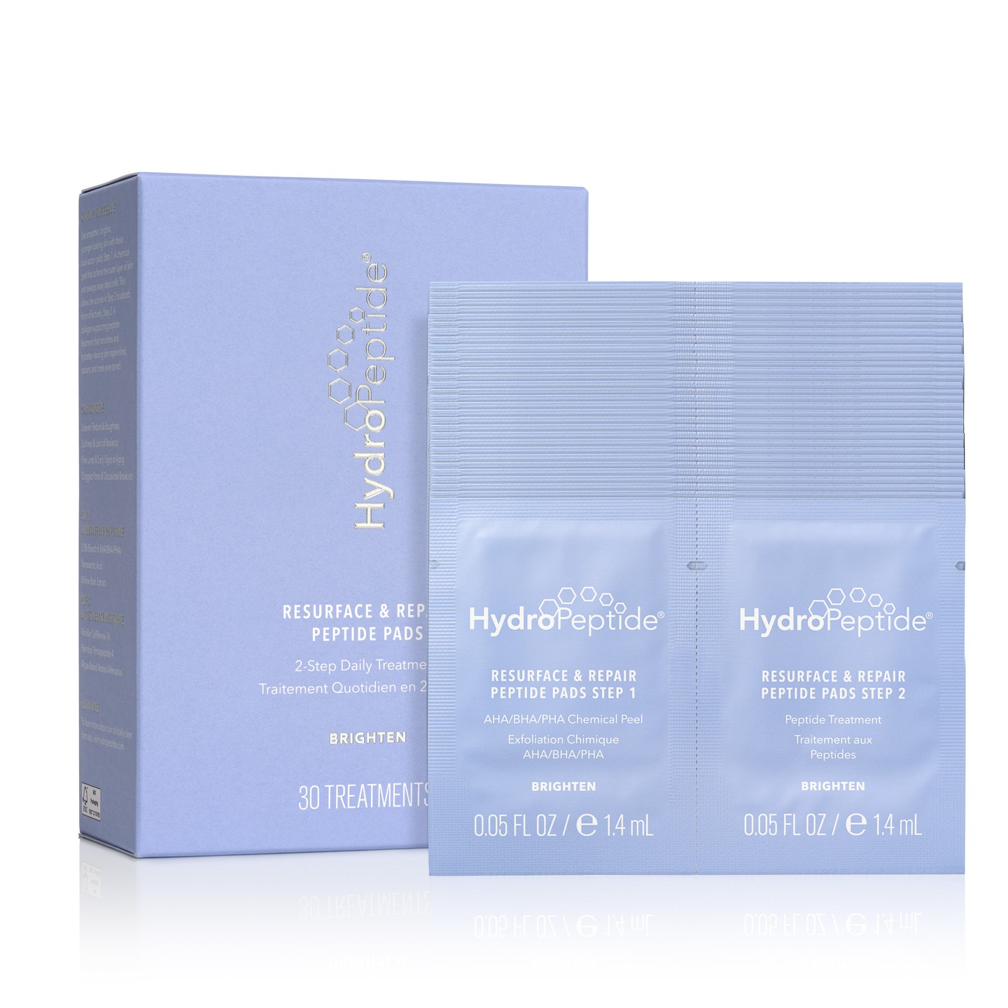 Two-step peel pads for brighter, smoother skin β¨ HydroPeptide Resurface & Repair Peptide Peel Pads gently exfoliate with AHA/BHA/PHA and deliver peptide-rich repair in Step 2 β perfect for tackling dark spots, texture and early signs of aging. 30 treatments. Link in Bio #Skincare #Peptides #Exfoliation #GlowUp #CleanBeauty