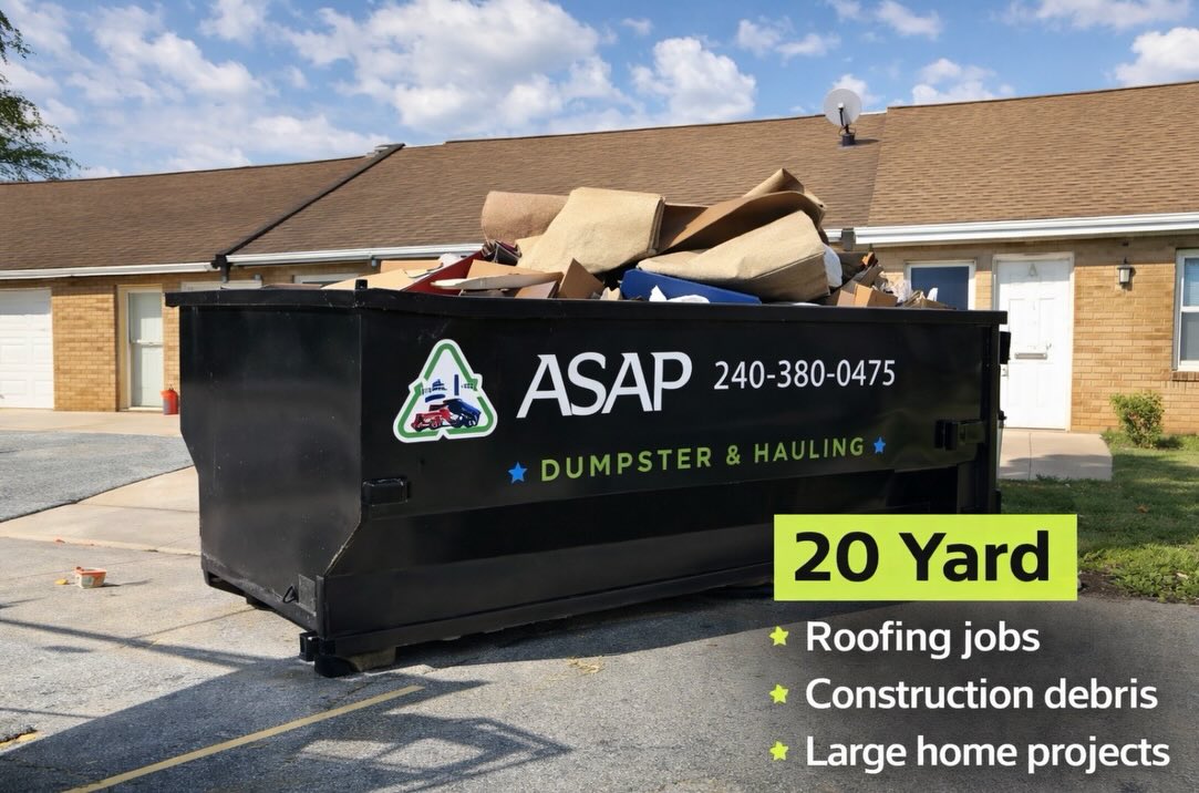 Not sure which dumpster size you need?👇🏽
Here’s a quick breakdown:
🟢 10 Yard – Small cleanouts & light remodels
🟢 15 Yard – Kitchen remodels & medium projects
🟢 20 Yard – Roofing, construction & estate cleanouts
🟢 30–40 Yard – Major construction & full property cleanouts
Choosing the right size saves you:
• Money
• Time
• Extra hauls
We deliver fast across the DMV.
📞 240-380-0475
🌐 www.ASAPDumpstersAndHauling.com
📥 DM us or book online ☝🏽
#ASAPDumpsters #DMVContractors #MarylandRemodel #DumpsterRental #ConstructionLife