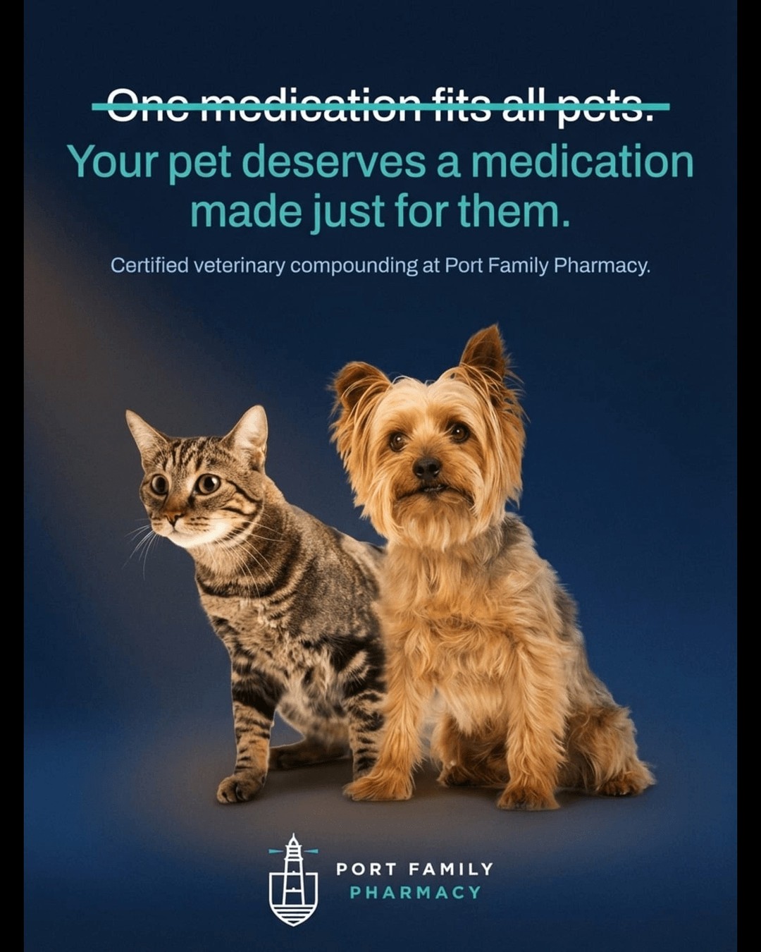 One size does not fit all pets. Your furry friend deserves meds made just for them. Learn about the power of customized veterinary compounding at Port Family Pharmacy.