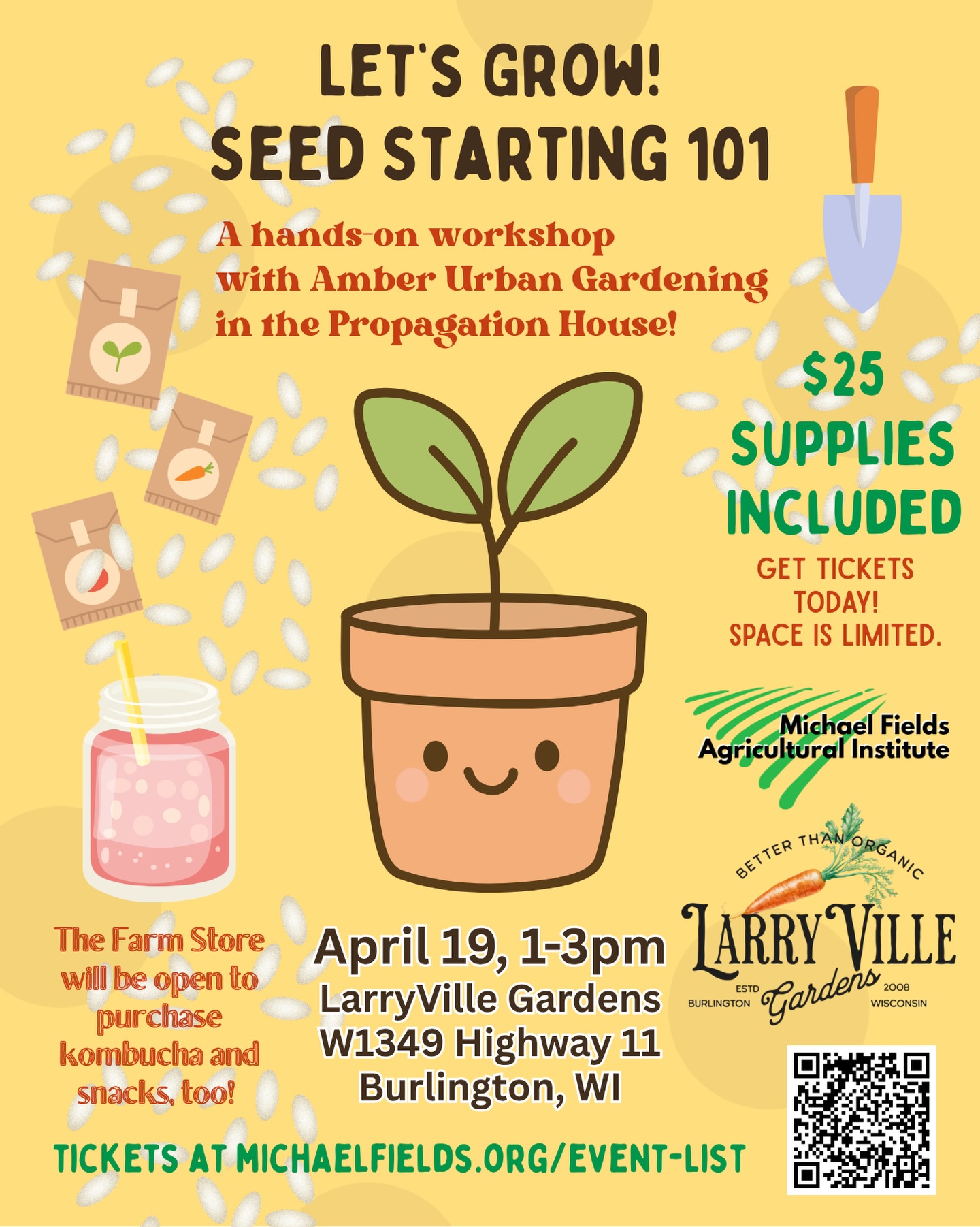 It’s Spring, let’s grow!
Due to popular demand, we are offering another Seed Starting 101 class. This time, it’s in the Propagation House at @larryvillegardens and their Farm Store will be open! So you can buy some snacks and @livingfullkombucha on tap to enjoy while you get your garden started in soil blocks! $25 gets you all the supplies you need and a small flat seeded and ready to sprout. @urban.amber.gardening will lead this awesome hands on workshop on how to start the season with seedlings inside. Space is limited, so get your tickets ASAP at michaelfields.org under Events.