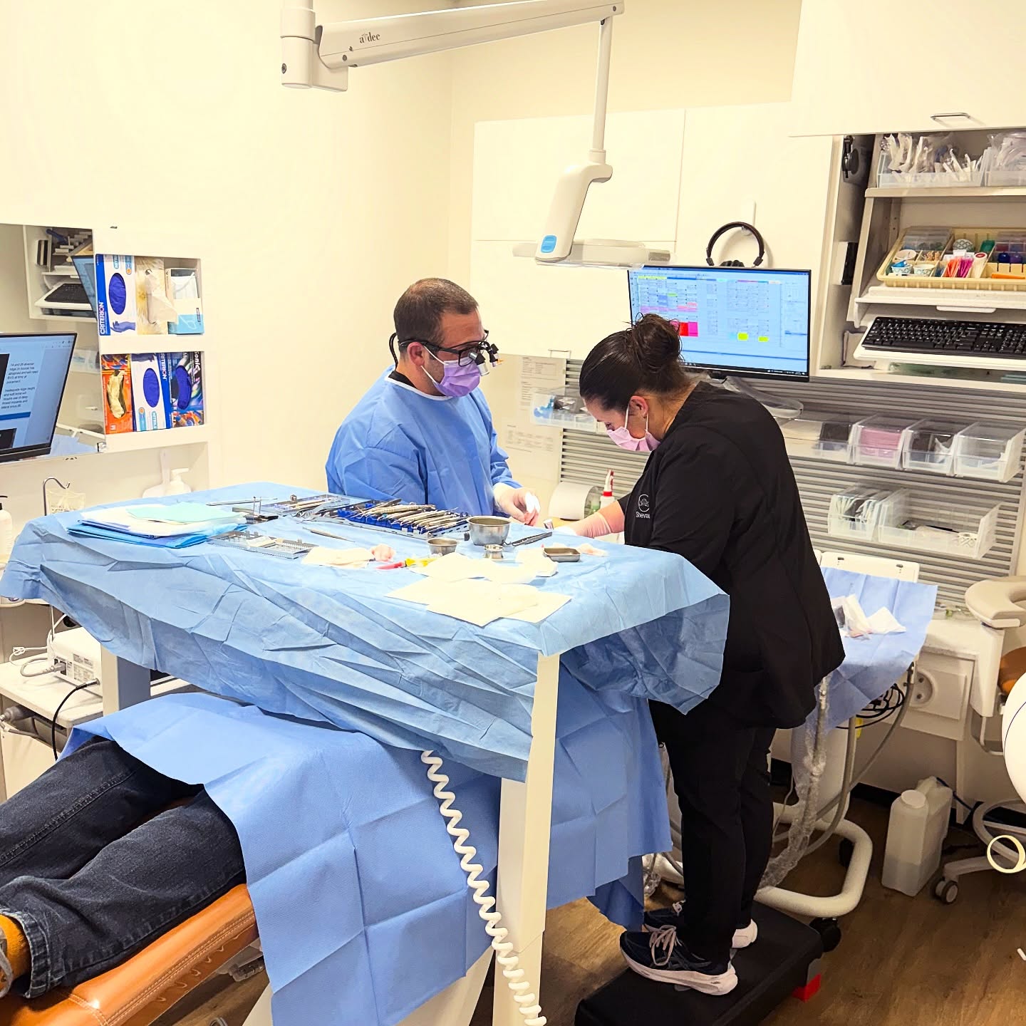 Surgery day with Dr. Kay!
This patient was in for a sinus lift.
Often when we place implants in the back of the upper jaw where teeth have been missing for a long time, the sinus membrane needs to be repositioned so we can create more bone to house the implants. This is called a sinus lift.
We carefully make a window beside the sinus and use special tools to gently lift it away from the bone and then place bone graft made from the patients own blood and stem cells to hold the membrane up like a tent. In a few months the body will turn this area into new bone that can then be used to place implants
The area will take a little while to heal, and then Dr Kay will place implants in 4-6 months.
Do you have any questions about implants?
Let us know below?
.
.
.
#redrockdental #medicinehatdentalsurgery #yxhdentist #dentalimplant #medicinehatdentist