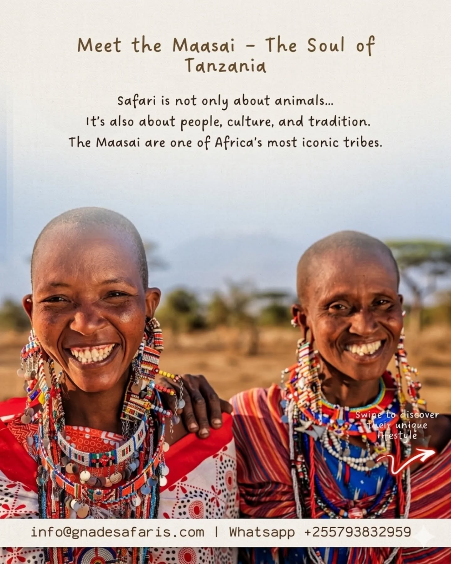 A safari shows you wildlife… but meeting the Maasai shows you the soul of Tanzania.
From warrior traditions to vibrant culture, discover one of Africa’s most iconic communities and what makes their lifestyle truly unique.
👉 Read the full guide: https://www.gnadesafaris.com/post/maasai-tribe-tanzania-culture-traditions
📩 info@gnadesafaris.com
📱 WhatsApp: +255793832959