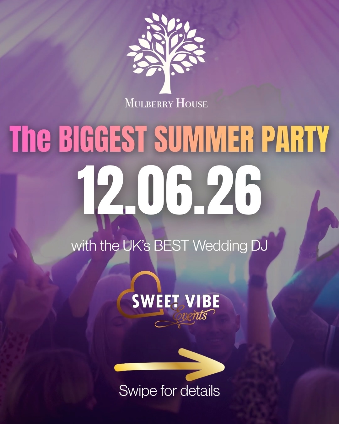 TICKETS ARE LIVE 🎟️
The tickets are now live and ready to purchase for the Sweet Vibe Events Throwback Summer Vibe Night at Mulberry House in Ongar, Essex, on Friday 12th June 2026!
After the absolute SELL OUT first event we did last month, we are back for an even bigger and better round 2!
If you love Kisstory style bangers with R&B, House, Club Classics, 90’s, Bashment, Dancehall, Funky House then you will not want to miss this!
⚠️ Tickets are first come, first served via the Mulberry House website
⚠️ No holding. No guestlist. No second chances
The last garage night sold out FAST…
This one will go even quicker.
Don’t be the one watching it on Instagram the next day wishing you were there.
Secure your tickets now. 🎟️🔥