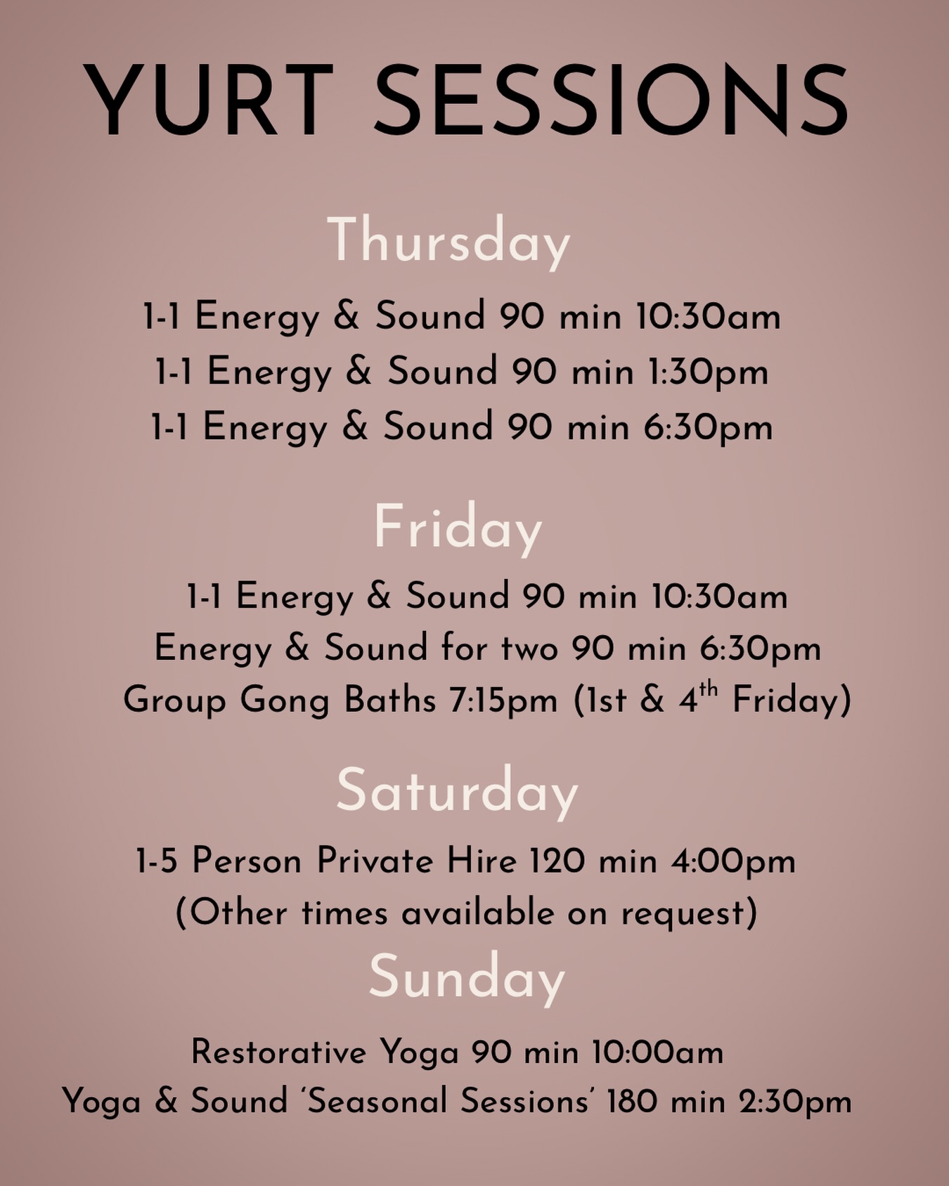 New timtable .. late spring… #totnes #restorative