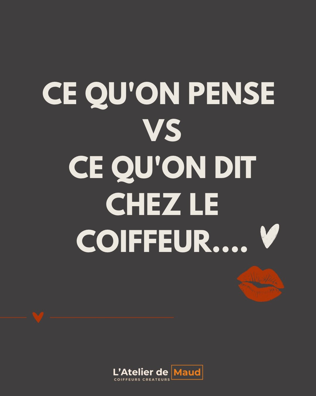 CE QU’ON PENSE VS CE QU’ON DIT CHEZ LE COIFFEUR 😂
Swipe pour te reconnaître 👉
💭 « Juste 1 cm sinon je pleure »
💬 « Coupe ce qui est abîmé »
💭 « J’ai peur du résultat »
💬 « Je te fais confiance »
💭 « C’est un peu trop court »
💬 « Ah oui c’est super ! »
On est TOUTES pareilles 😅
💬 Tu te reconnais dans combien ?
(Promis on te juge pas 💛)
humour salon coiffure Toulouse ce qu’on pense vs ce qu’on dit relatable clients coiffeur L’Atelier de Maud situations drôles