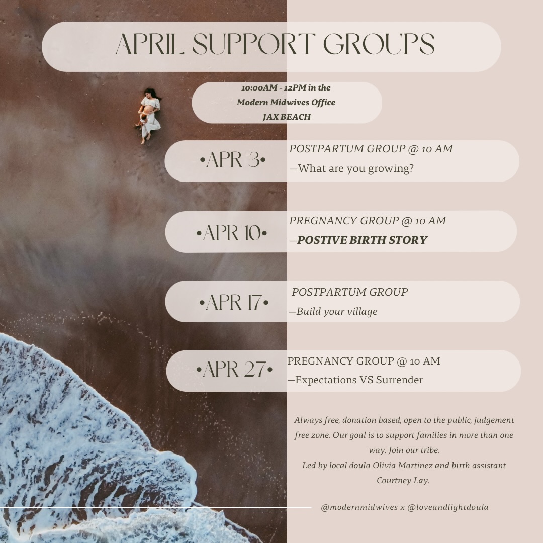 April is full of space to be held, heard, and connected 🤍
Whether you’re preparing to meet your baby or finding your rhythm postpartum, our groups are here to walk alongside you. Each gathering is a little different—some are for sharing stories, some for reflecting, some for building your village—but all are rooted in support, honesty, and community.
You’ll hear real experiences, connect with other moms in the same season, and have a place where you can show up exactly as you are. No pressure, no judgment—just women supporting women, like we always have.
From meaningful conversations to gentle, interactive moments, there’s something for everyone this month.
All groups are free, donation-based, and open to the community. Come once or come to them all—we’d love to have you in the circle 🤍 can’t wait to see you in our space mamas!