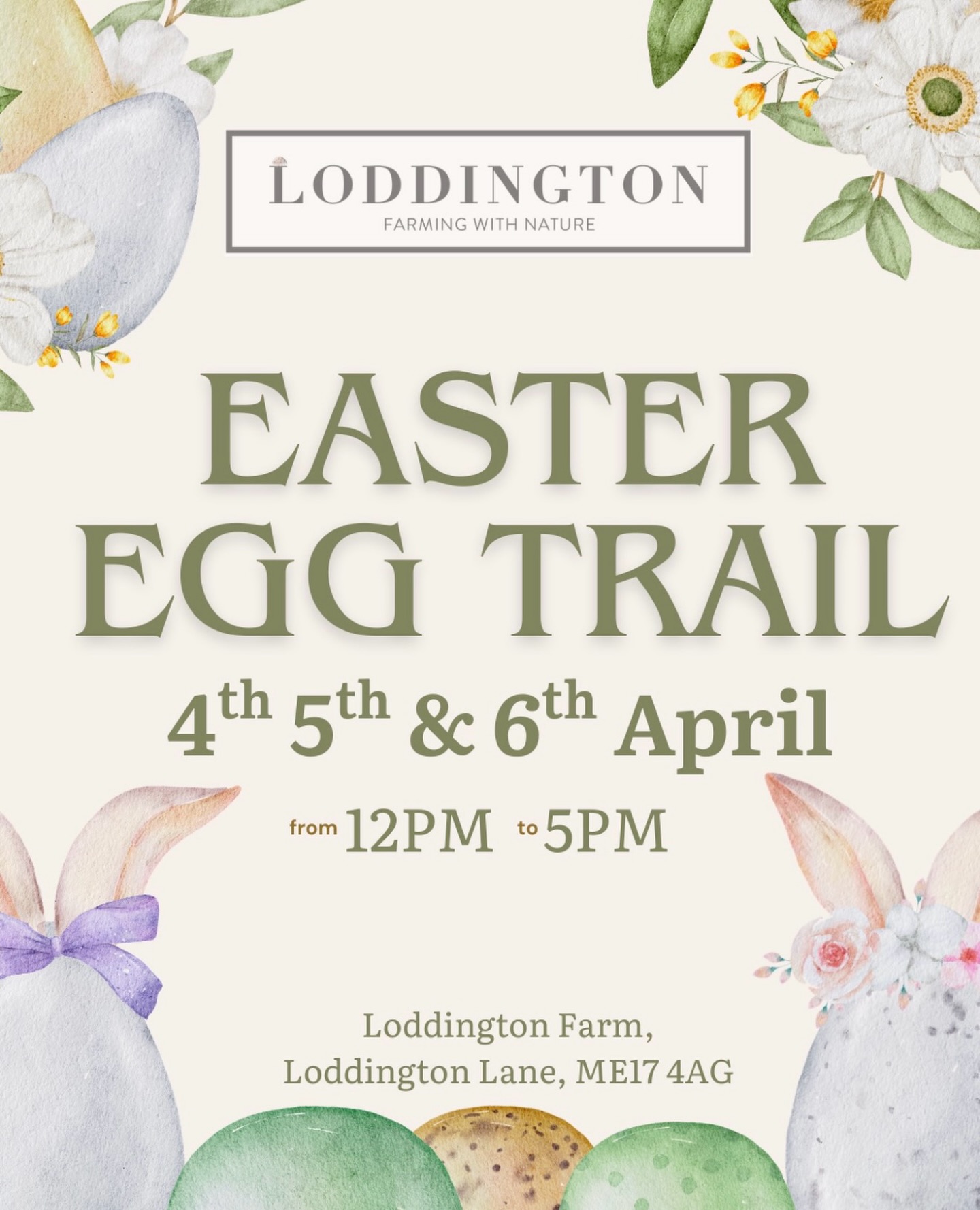 We will be opening the farm for Easter weekend
and having an Easter Trail!
The children will follow clues and facts about Loddington Farm, leading them to a sweet treat at the end. The Tap will be open along with delicious food vans. There will be face painting, colouring stations and board games for the children and ample parking on site.
Come and join in the festivities while supporting our wonderful and unique farm.
📅 Date: 4th, 5th & 6th April 2026
🕙 Time: from 12pm - 5pm
📍 Location: Loddington Farm, Loddington Lane, Linton, ME17 4AG
🎟 Tickets: Admission is £4.50 per person
BOOK NOW! Via the link in our bio!
#loddingtonfarm #easter
