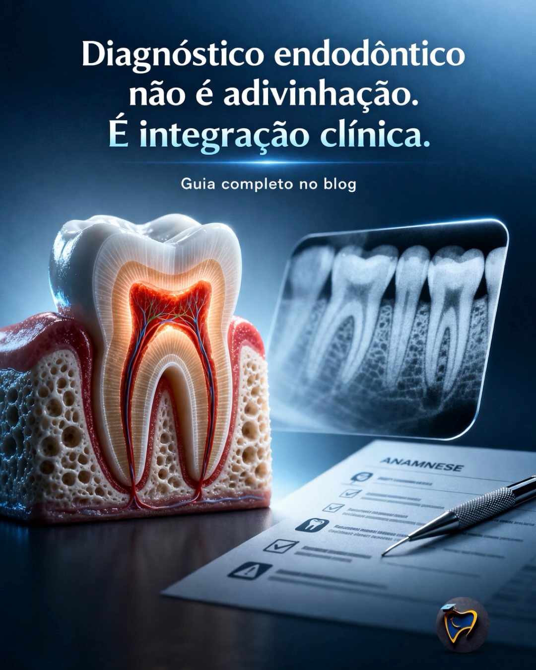 Diagnóstico endodôntico não é um teste isolado. Não é uma radiografia isolada. E muito menos a intensidade da dor, sozinha.
O erro começa quando o clínico transforma um achado solto em diagnóstico final.
No post novo do blog, organizei esse raciocínio de forma clara, integrada e baseada em evidências:
— anamnese
— exame clínico
— testes pulpares
— testes periapicais
— radiografia e CBCT
— diagnóstico diferencial
Se você quer diagnosticar com mais coerência e evitar atalhos perigosos, este conteúdo foi feito para você.
Leia o guia completo no blog.
Salve este carrossel e envie para alguém da Endodontia.
#endotoday #endopapers #seligadadicaendotoday #endodontia #odontologia