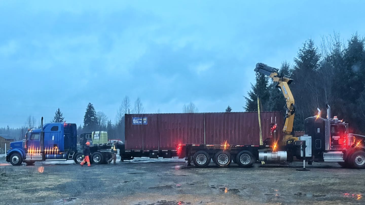 Delivery of 2x used 40ft High Cube containers to our friends at Homalco First Nation Reserve