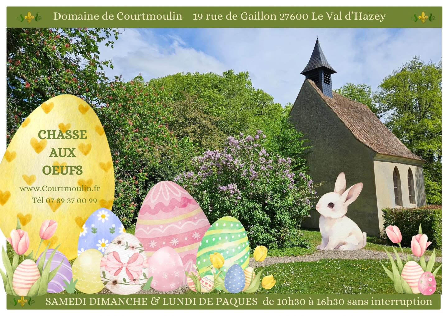 Première chasse aux œufs au domaine! Venez vous promener dans le parc et répondre aux énigmes de Pâques Ouverture samedi, dimanche et lundi