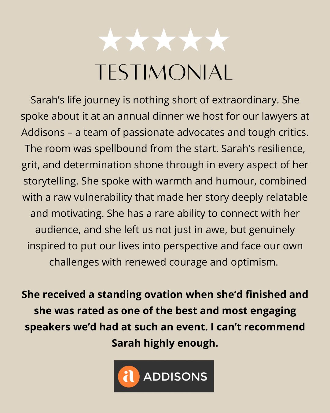 It is always so nice to know that your story and presence has made a positive impact.
Thanks to these great and welcoming organisations who have already had me speak at their events.
Please visit my speaker page @ www.sarahsusak.com/speaker for more information about my offering.
Or DM me anytime for a chat.
#testimonial #thanks #gratitude #speaker