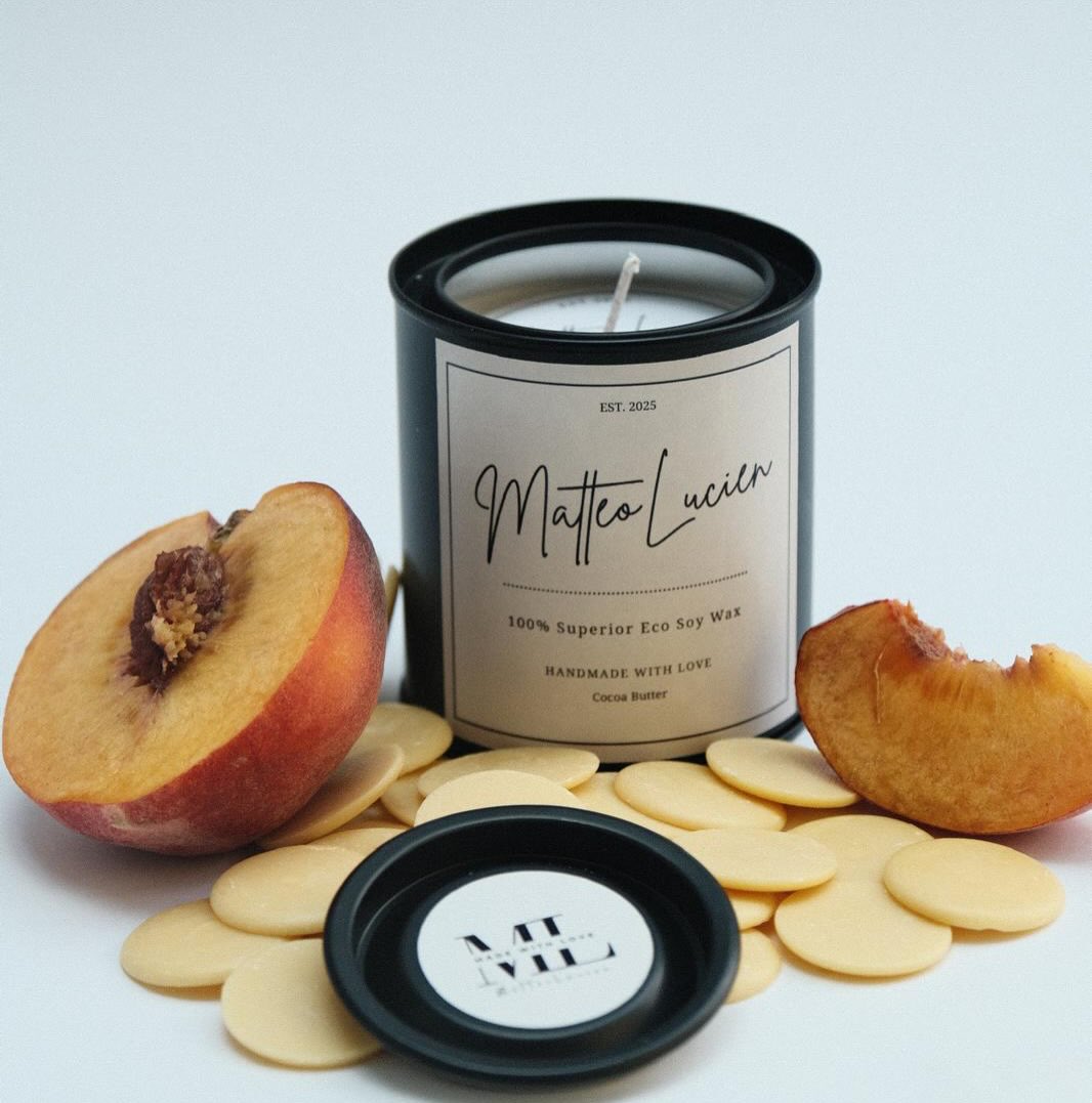 Matteo Lucien candles are handmade with love using superior eco soy wax 100% ecological, cleaner burning, longer lasting and kinder to both you and the environment.
Each candle is poured by hand and blended with a generous amount of premium fragrance oil ensuring a rich, long lasting scent.