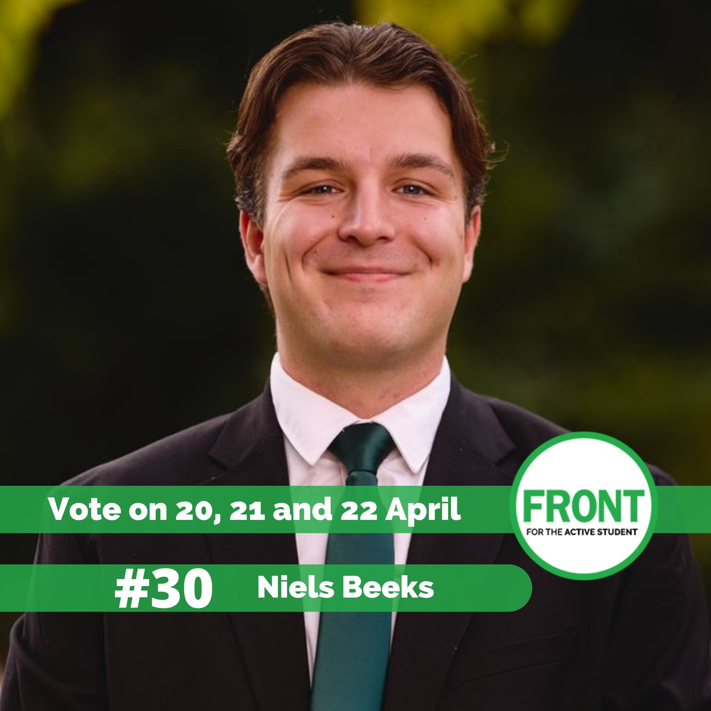 ๐๐ง๐ญ๐ซ๐จ๐๐ฎ๐๐ข๐ง๐ ๐จ๐ฎ๐ซ ๐๐ข๐ฌ๐ญ ๐๐ฎ๐ฉ๐ฉ๐จ๐ซ๐ญ๐๐ซ๐ฌ! ๐๐ผ
Our list is filled with all active students who support Front & stand behind our vision. Today we introduce our own:
#30 Niels Beeks - current Chair of @studentpartyfront, active member of @dispuutdisparvulgo and board member of @veerstichting.tilburg
Vote Front on the 20th, 21st and 22nd of April!๐