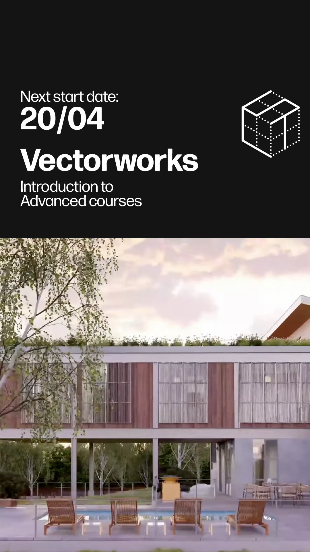 Develop your Vectorworks skills this spring 💡
Vectorworks is a versatile design and BIM software used across architecture, landscape, and entertainment industries to create, model, and document projects efficiently in 2D and 3D.
Intro to Intermediate 3 Day Course: 20–22 April 2026
Intro to Intermediate 5-week Evening Course: 12 May – 9 June 2026
Places are limited. Early booking recommended.
#Vectorworks #BIM #DesignSoftware
