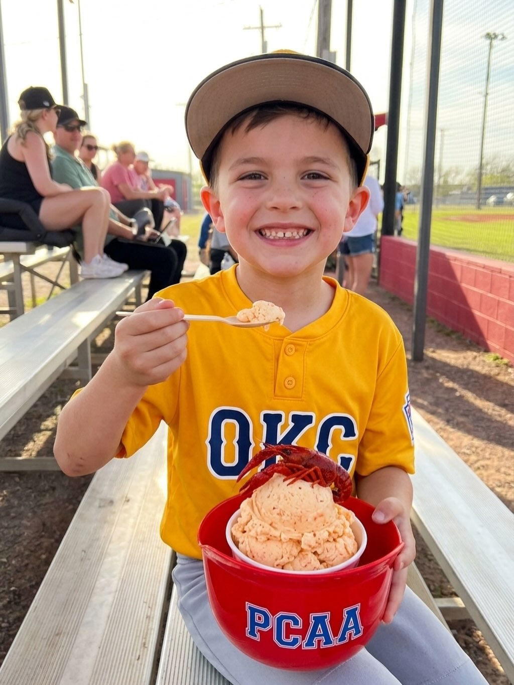 We’re excited to announce that we will be selling Crawfish flavored ice cream in a commemorative PCAA helmet starting this weekend!