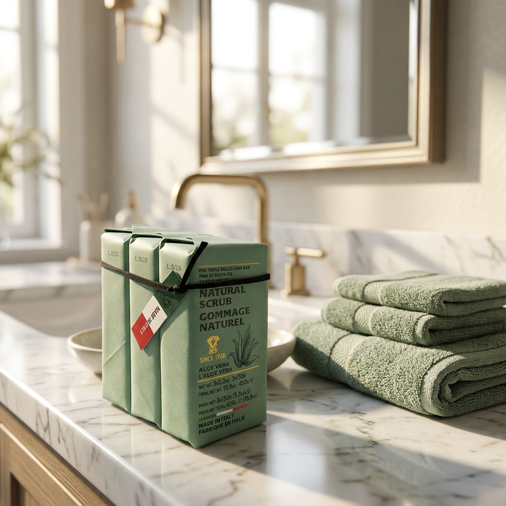 La cura, quando è autentica, passa anche dalla materia.
3 saponi solidi triple milled, dalla texture compatta e dalla schiuma ricca, pensati per durare e per offrire un gesto quotidiano preciso, essenziale.
Arricchiti con crusca di grano, svolgono una delicata azione ESFOLIANTE che libera la pelle dalle impurità, affinandone la grana e restituendo una sensazione di pulizia profonda.
La fragranza all’Aloe Vera introduce note fresche e misurate, mentre glicerina e burro di karité preservano morbidezza e comfort.
Un rituale, sobrio e concreto.
Per chi sa che anche la forza si costruisce nei dettagli.
True care begins with substance.
Three triple-milled solid soaps, with a compact texture and a rich lather, designed to last and to elevate an essential daily ritual.
Enriched with wheat bran, they provide a gentle exfoliating action that helps remove impurities, refining the skin’s texture and restoring a deep sense of cleanliness.
The Aloe Vera fragrance introduces fresh, balanced notes, while glycerin and shea butter preserve softness and comfort.
A ritual, understated and purposeful.
For those who understand that strength is built in the details.
#menscare #groomingritual #skincaremen #essentialcare #italiansoaps #dailyritual #scrubs