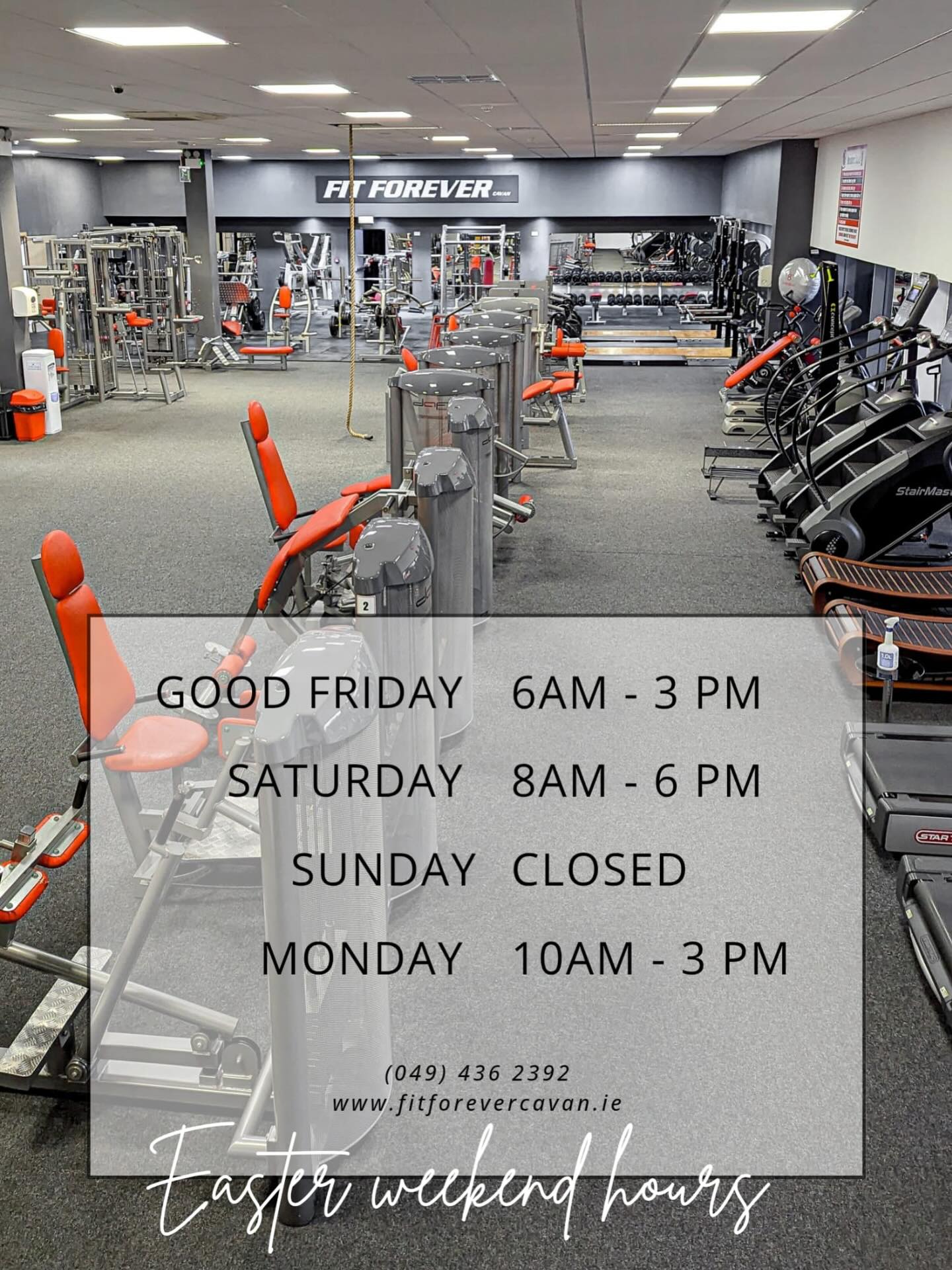 Easter 🐣 weekend hours.
#open7daysaweek
Www.fitforevercavan.ie