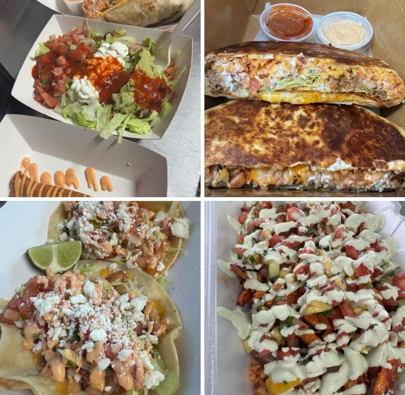 Dinner time at Griffin Park 🌯🔥
We’re here until 7 or sell out!
⚠️ Only a couple desserts left 👀
Tonight’s Specials:
• Crunchwrap (Pork or Beef) 🌯
• Tropical Bowl (Chicken or Shrimp) 🌴
• Beef & Cheese Empanadas
• Creamy Chipotle (Tacos, Bowls, or Burritos – Chicken or Shrimp) 🔥
🚫 No more chicken empanadas
📞 (603) 475-4898 — call ahead (if we don’t answer, we’re at the window!)