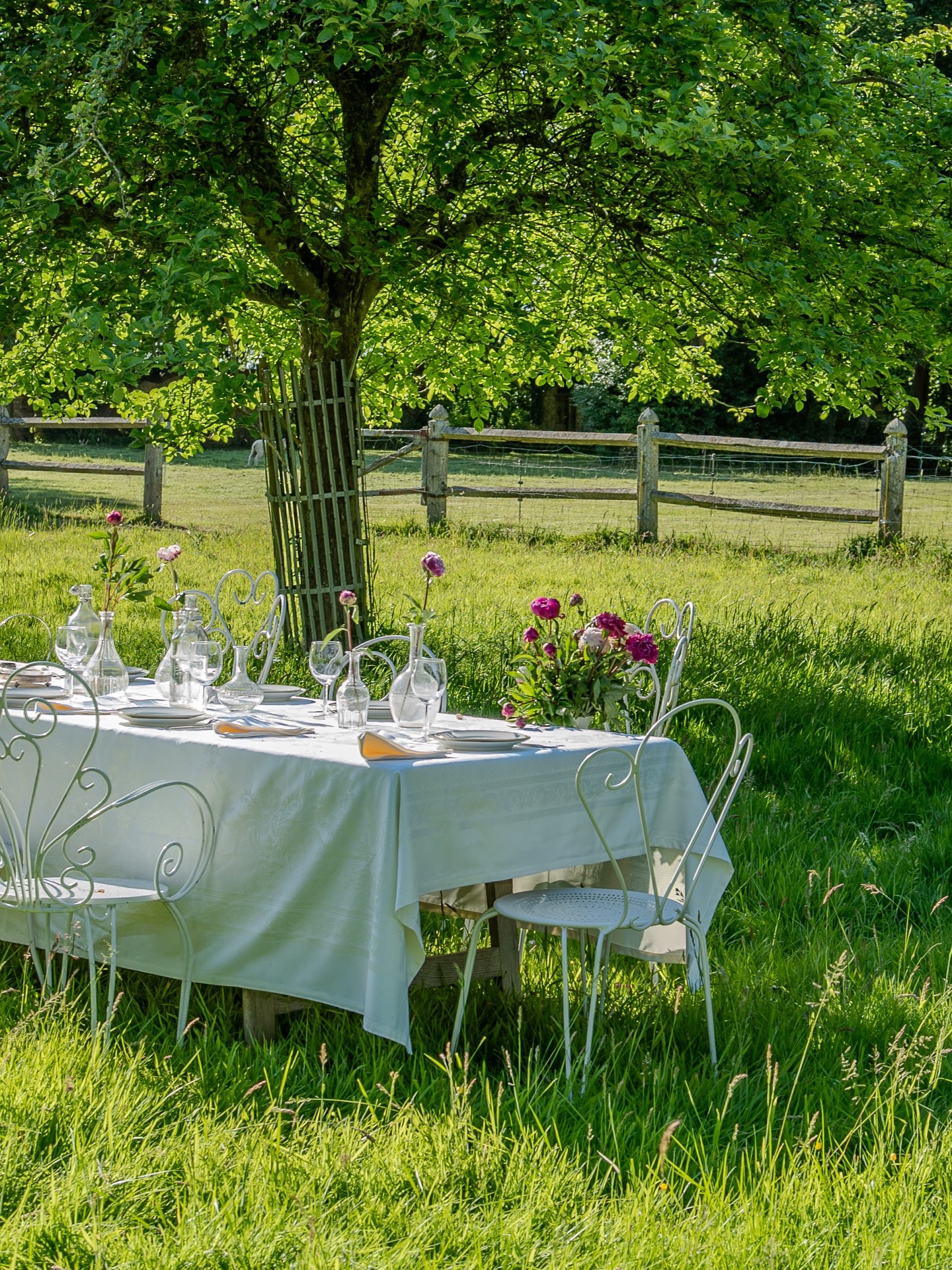 Déjeuner d’exception chez @lessequoiasgeants avec notre nappe Beauregard blanc. 🤍
#GarnierThiebaut #savoirfaire #lingedetable #nappe #jacquard