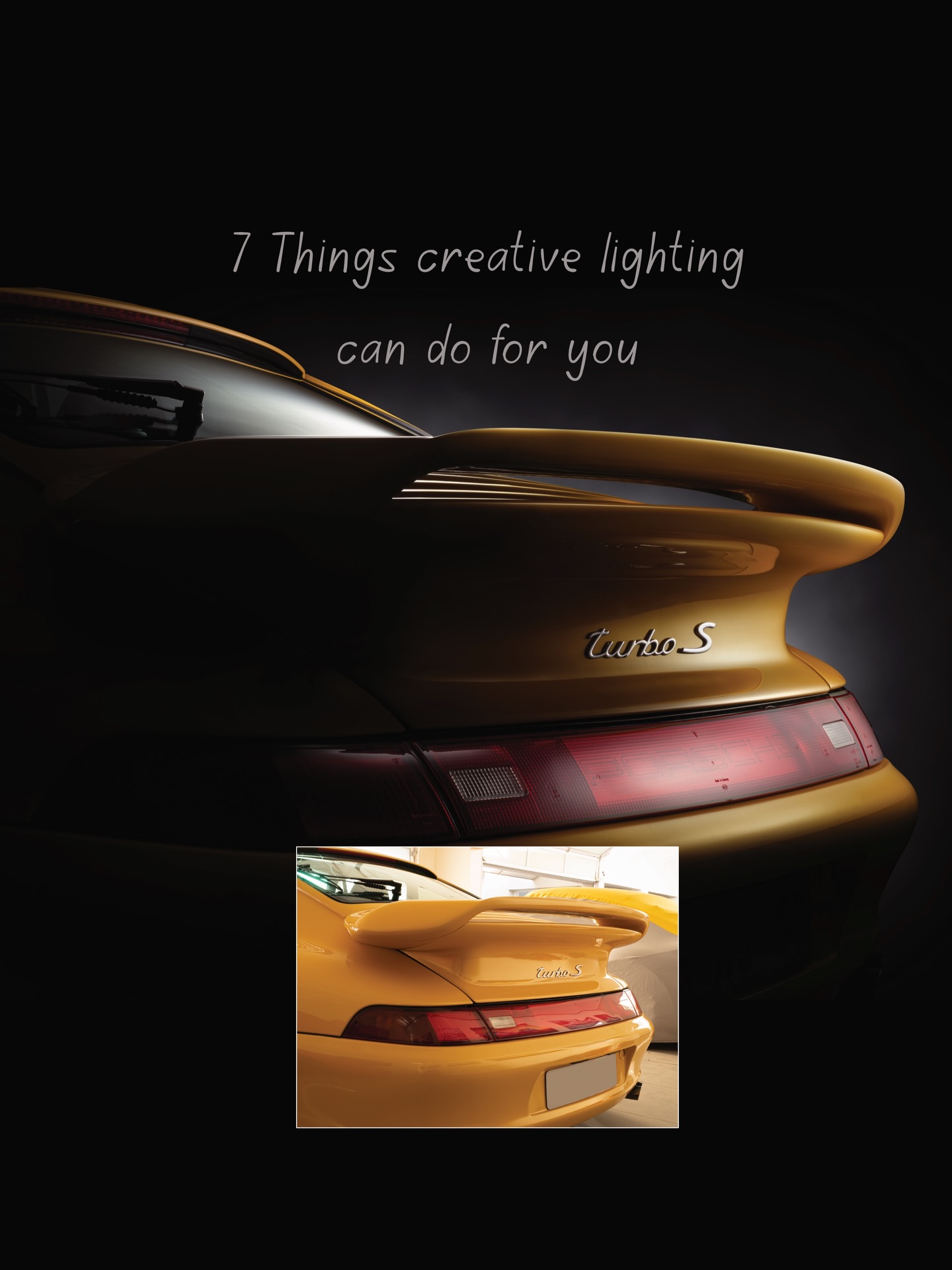 When you start using light creatively, everything changes.
Directional light creates shape and depth.
Rim light defines the edges of a car and isolates it from the background.
By controlling light, you control attention to detail.
Use soft light to eliminate unwanted reflections.
This is when photography becomes art — when you stop photographing the subject as it is, and start lighting the subject as you see it.
