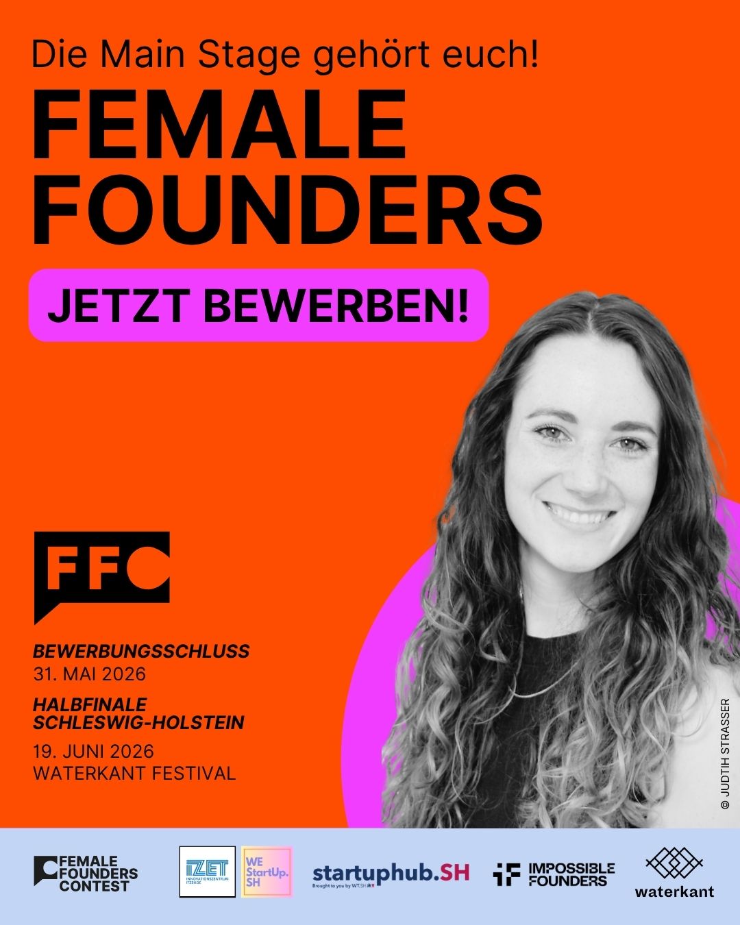 ✨ Jetzt bewerben ✨
💜🚀 Aus Female StartAperitivo (FSA) wird 2026 der Female Founders Contest (#FFC26). Gleich bleiben die beiden Hosts Dr. Kirsten Mikkelsen von @westartupsh und Christoph Steckhan vom @izet_itzehoe
Gemeinsam mit dem startuphub.SH (WTSH GmbH) und Impossible Founders geben wir am 19. Juni 2026 den besten Gründerinnen Schleswig-Holsteins die große Bühne auf dem Waterkant Festival in Kiel 🎤
Unsere Fachjury und das Publikum vor Ort entscheiden gemeinsam, welches frauengeführte Startup zum Bundesfinale am 10. September nach Potsdam fährt. Neben dem Preisgeld von jeweils 1.000 Euro für die Gewinnerin und den erstmals vergebenen "Deep Tech Preis" gibt es einmal mehr tolle Preise zu gewinnen:
VIP-Tickets für den @thwhandball Kiel & @sgflensburghandewitt | Tickets für die @officially_omr 2027 | 2-Tages- Verhandlungstraining mit Marcel Déveny | Mentoring-Stunden von Impossible Founders | Workshop „Unternehmensfinanzierung und Wachstumskapital für Dein Startup" @jfd_bank (JFD Bank AG) | UX/UI Website-Audit für eine optimierte Nutzerführung von Miriam Bundel I 500,00 Euro Anreise- und Übernachtungspauschale fürs Finale (KRAVAG Versicherung).
Lasst uns zusammen den Beweis antreten, dass Female Founders auch im
Norden rocken 🎸 und bewerbt Euch unter: https:///nkd.in/ePV6-Gid (Link in unseren Highlights ☀️)
Weitere Infos folgen zur Jury, Location und "Female Aperitivo Hour" vorab 🍸
