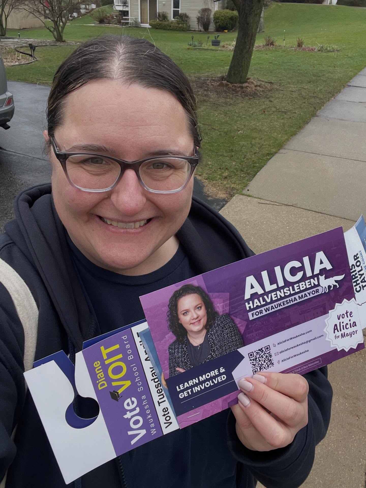 Out on doors for the spring election today!
Be sure to vote on Tuesday - for Supreme Court as well as local elections. Here in Waukesha, that includes mayor as well as school board.