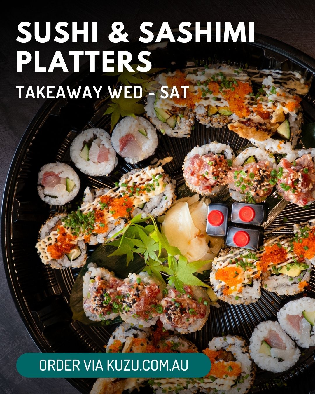 If you're planning a long weekend gathering with a crowd that loves good food, this might be exactly what you need.
Our sushi and sashimi platters are available for takeaway this Thursday - get your order in by 1pm and it's ready for pickup at 5pm. Fresh, generous and made for sharing, with a bottle of Macedon Ranges wine alongside, you're in fine form!
Orders available via our website.
T&Cs: Cut-off 1pm on the day of pickup • full prepayment required • strictly 5pm collection • market availability may require like-for-like substitutions.
A reminder that we're closed from Friday 3 April for Easter, reopening Wednesday 8 April. 🐣
#kuzuizakaya #sushiplatter #macedonrangesfood #longweekend