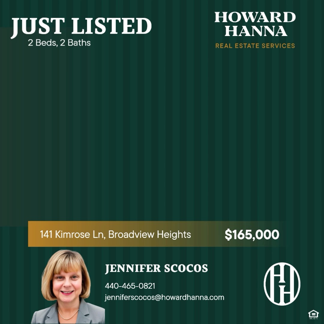 Just Listed! 2 Bedroom, 2 full Bath Condo in Broadview Heights, OH. Open House on March 28 & 29th, Noon- 1:30. Don't miss out on an opportunity to find your perfect condo!