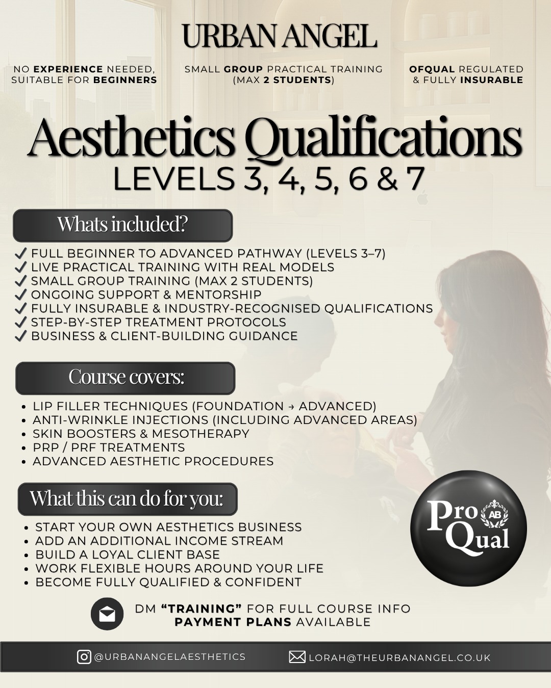 There’s a difference between learning a treatment… and building a life from it.
Most people come into aesthetics focused on what they’ll earn.
But the real shift happens when you realise what it allows.
The ability to structure your day around your life.
To choose when you work, who you work with, and how you grow.
Not asking for time off. Not working around someone else’s schedule.
Not waiting for permission.
This is what my training is designed for.
Small, focused groups.
Real clients.
A level of support that actually builds confidence — not just qualifications.
Because being certified means very little if you don’t feel ready to step into it.
Most of the women I train start with no experience.
What they do have is the decision that they want more — more control, more flexibility, more ownership over their time.
And within a few months, their reality looks very different.
This isn’t about quick wins or surface-level training.
It’s about building something that fits your life properly.
If that’s what you’re looking for, message me “TRAINING” and I’ll send you the full details.