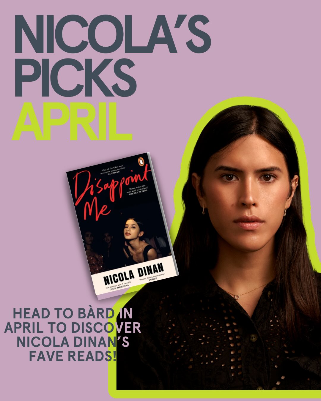Nicola’s Picks for April.
Our creative energy sometimes needs a recharge and so thankfully @nicoladinan stepped in to curate a table of some of her fave books, including some that have inspired her to write and some that sit as good companions to ‘Disappoint Me’ (now out in paperback).
Aaand, we’re playing bookish matchmaker bringing together Nicola and one of her book picks - Tash Aw - to discuss both ‘Disappoint Me’ and Tash’s @thebookerprizes shortlisted book ‘The South’. This is not your ordinary author conversation. Expect chat about makes them write, what they read, the world of Malaysian authors, and who knows what else book-related titbits at the end of the month. Join us for what promises to be a really fun night! (Tickets selling fast).