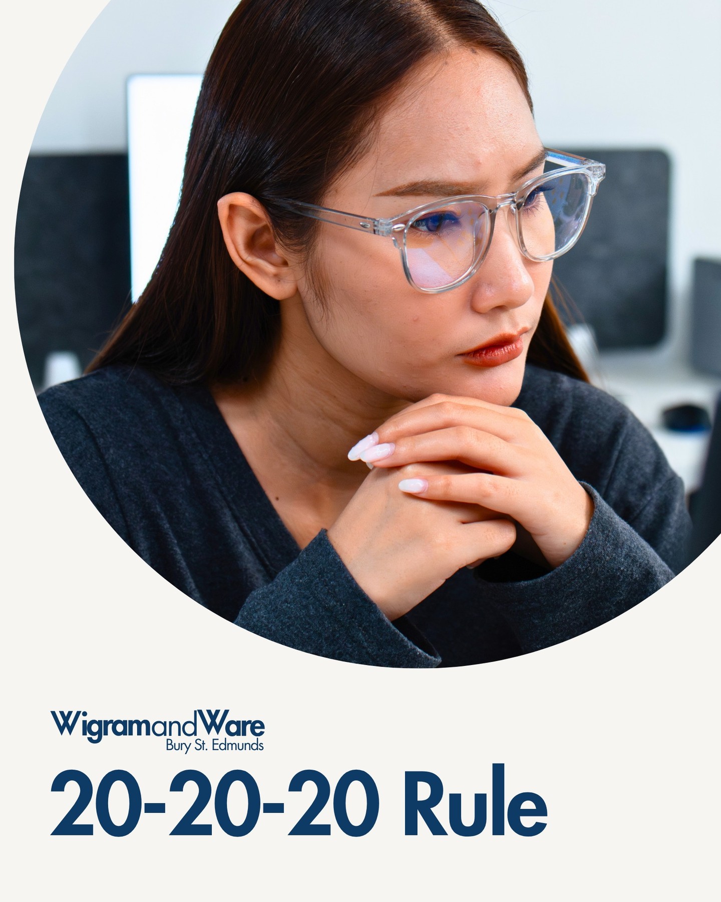 The 20-20-20 rule 👀
If you spend a lot of time in front of a screen, and most of us do, this one's worth knowing.
Every 20 minutes, look at something 20 feet away, for 20 seconds.
It sounds simple, but it gives the muscles in your eyes a chance to relax, reducing the fatigue and discomfort that builds up over a long day at a desk.
Symptoms like tired eyes, headaches, blurred vision and difficulty focussing are all common signs that your eyes are working harder than they should. The 20-20-20 rule helps, but if you're finding screen use genuinely uncomfortable, it may be worth considering occupational lenses.
Designed specifically for screen and desk use, they offer a wider, more relaxed field of vision at the distances you actually work at, rather than a standard prescription which isn't optimised for a day in front of a laptop.
If screens are a big part of your day, pop in for a chat with our team. It could make a bigger difference than you'd expect.
#EyeStrain #ScreenTime #OccupationalLenses #EyeHealth #Opticians #BuryStEdmunds #Suffolk #IndependentOptician