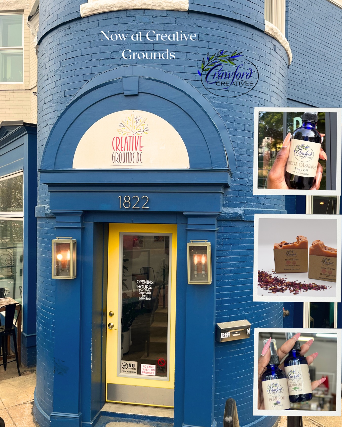 We’re growing… and so is the experience ✨
Crawford Creatives is now available in-store at Creative Grounds DC- 1822 North Capitol St NW.
Discover a curated collection of our most loved essentials. Smell,feel,and fall in love.
Thank you to @flordelsoul.co and @creativegroundsdc for creating space for local makers and small businesses to thrive 🌿
Stop by and experience the ritual for yourself💙