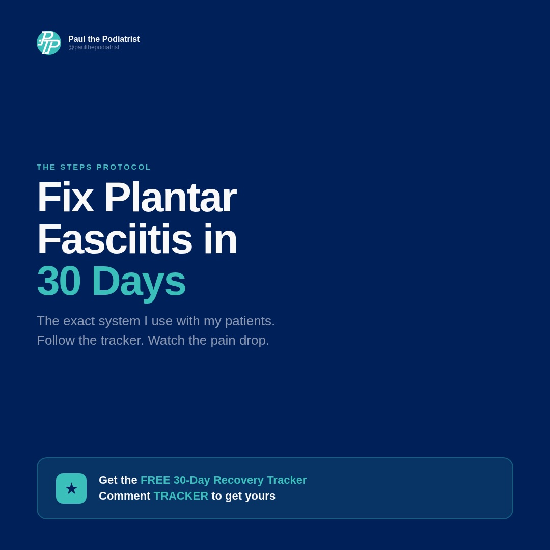 If your recovery has no structure… your pain will stick around 👣❌
The biggest mistake I see?
People only stretch, tape, or rehab when it hurts.
But the patients who actually get better…
They follow a plan. Every. Single. Day. ✅
Recovery isn’t complicated:
➡️ Reduce what makes it worse
➡️ Do more of what helps
➡️ Stay consistent for 30 days
That’s when things start to change 🔥
So I built you a FREE 30-day plantar fasciitis tracker
📅 Daily structure
🎥 Guided videos
📩 Step-by-step emails
🏃♂️ Exercises included
All you have to do is follow it.
Comment TRACKER and I’ll send it to you.