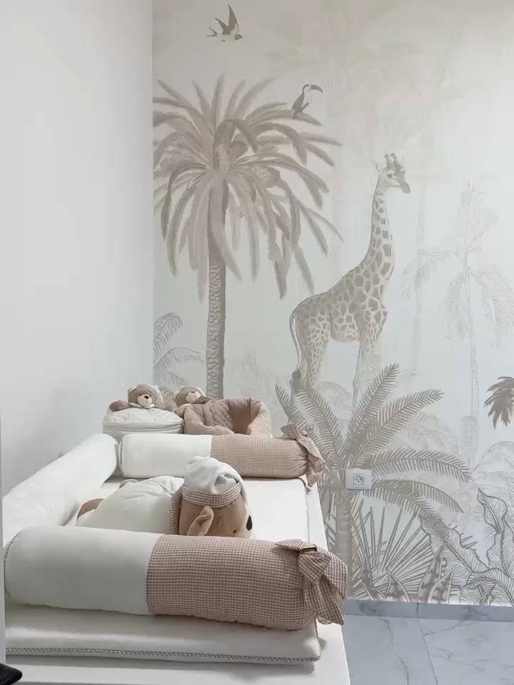 Our AMAZONIA wallpaper taking up all the show in this cute little bedroom to be 🤎✨😌