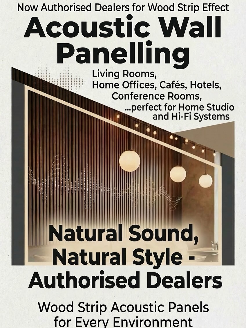 ✨ NEW IN: Transform Your Walls with Acoustic Style! ✨
We are thrilled to announce that we are now official dealers for Wood Effect Acoustic Wall Panelling! 🪵🔊
Whether you’re aiming for a sleek contemporary look or a warm traditional feel, these panels are the ultimate interior upgrade. Not only do they look incredible, but they also significantly improve room acoustics.
In Stock & Ready to Go:
✅ Two Popular Sizes: 240cm x 60cm (Full height) & 60cm x 60cm (Square)
✅ 6 Contemporary Colours: Oak based themes plus graphite and carbon effect..
✅ Ex-Stock: No long wait times—available to a short lead time..
Give your home the designer touch it deserves. We have a new display coming soon so you can see, touch and feel this fantastic new addition to our interiors portfolio... 🏠👇
#AcousticPanels #WoodPanelling
#hifi #homestudio #homecinema