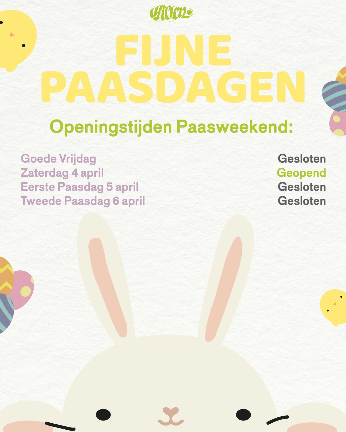 PAASWEEKEND 🐣🌷
.
Tijdens het paasweekend hebben wij aangepaste openingstijden✨Check deze goed!
.
We wensen iedereen hele fijne Paasdagen💛
.
#kicknstudios #pasen #zoetermeer #paasweekend #paaseitjes
