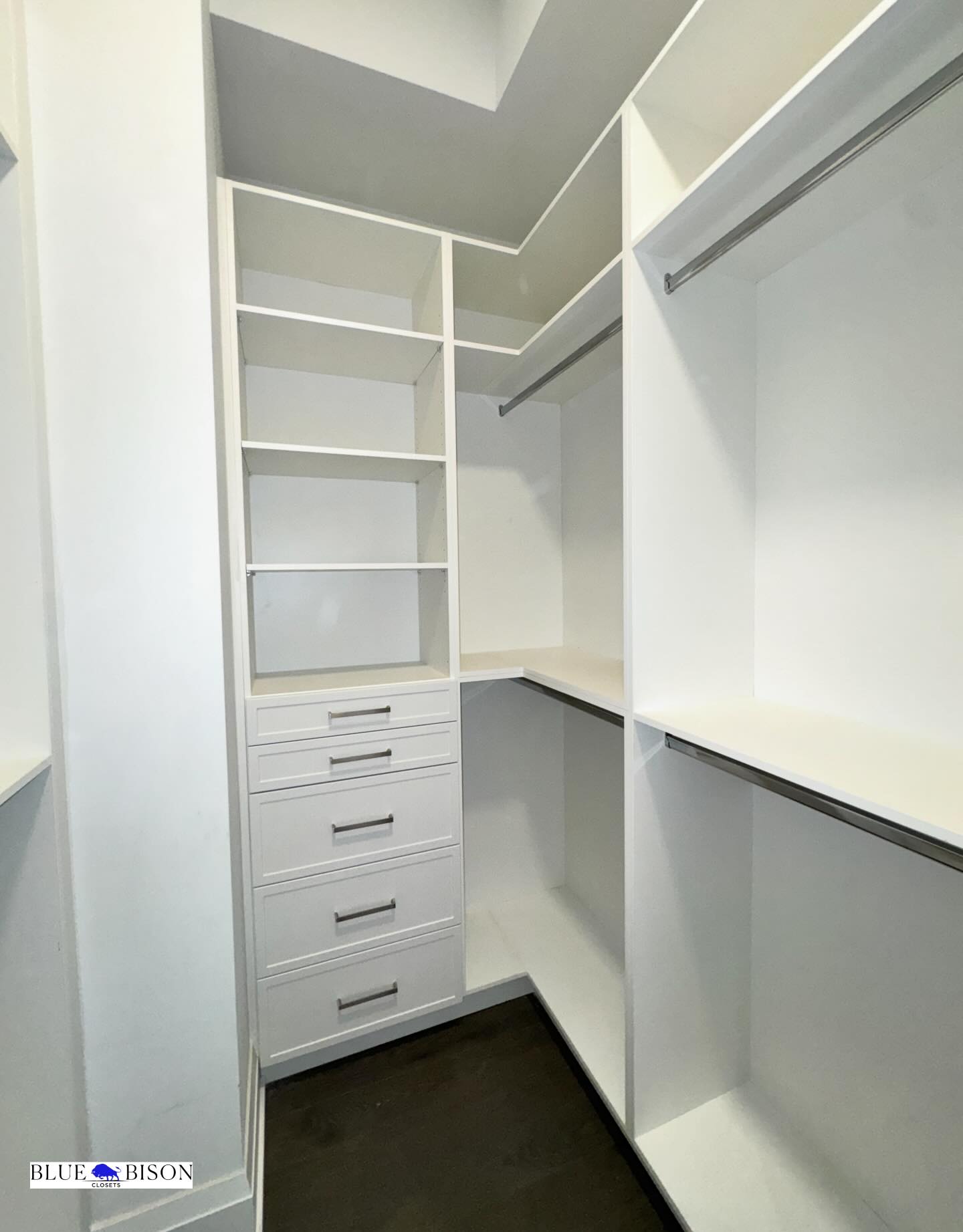 This is what happens when every inch is planned with purpose.
Clean shelving for visibility, double hanging for maximum storage, and dedicated drawers to keep everything tucked away — all designed to make your daily routine smoother and your space feel lighter.
Simple. Functional. Beautiful.
#bluebisonclosets #closets
Custom closets, walkin closets, closet designs