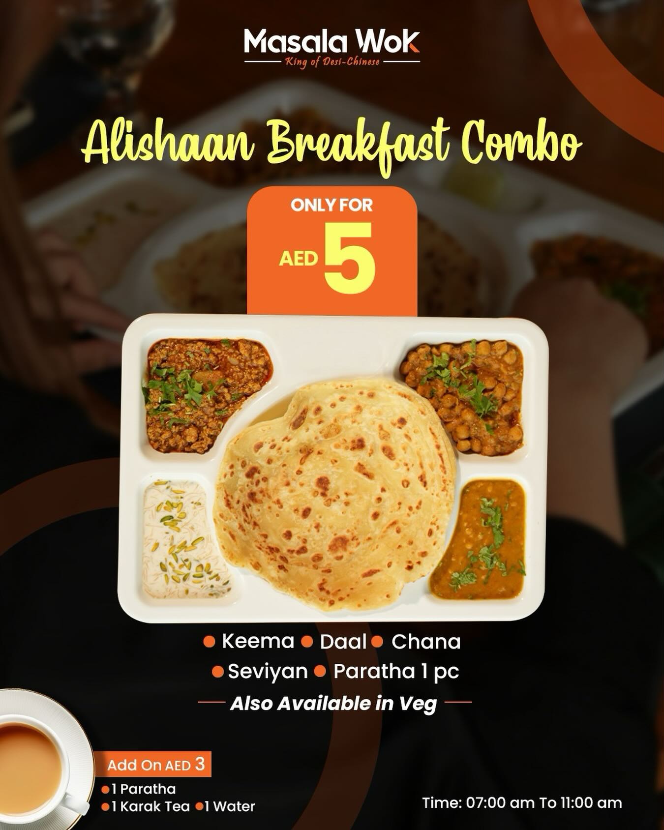 AED 5 for THIS? 👀🔥
Yes, you read that right!
A full Classic Breakfast Combo at Masala Wok to kickstart your morning the right way 🍽️